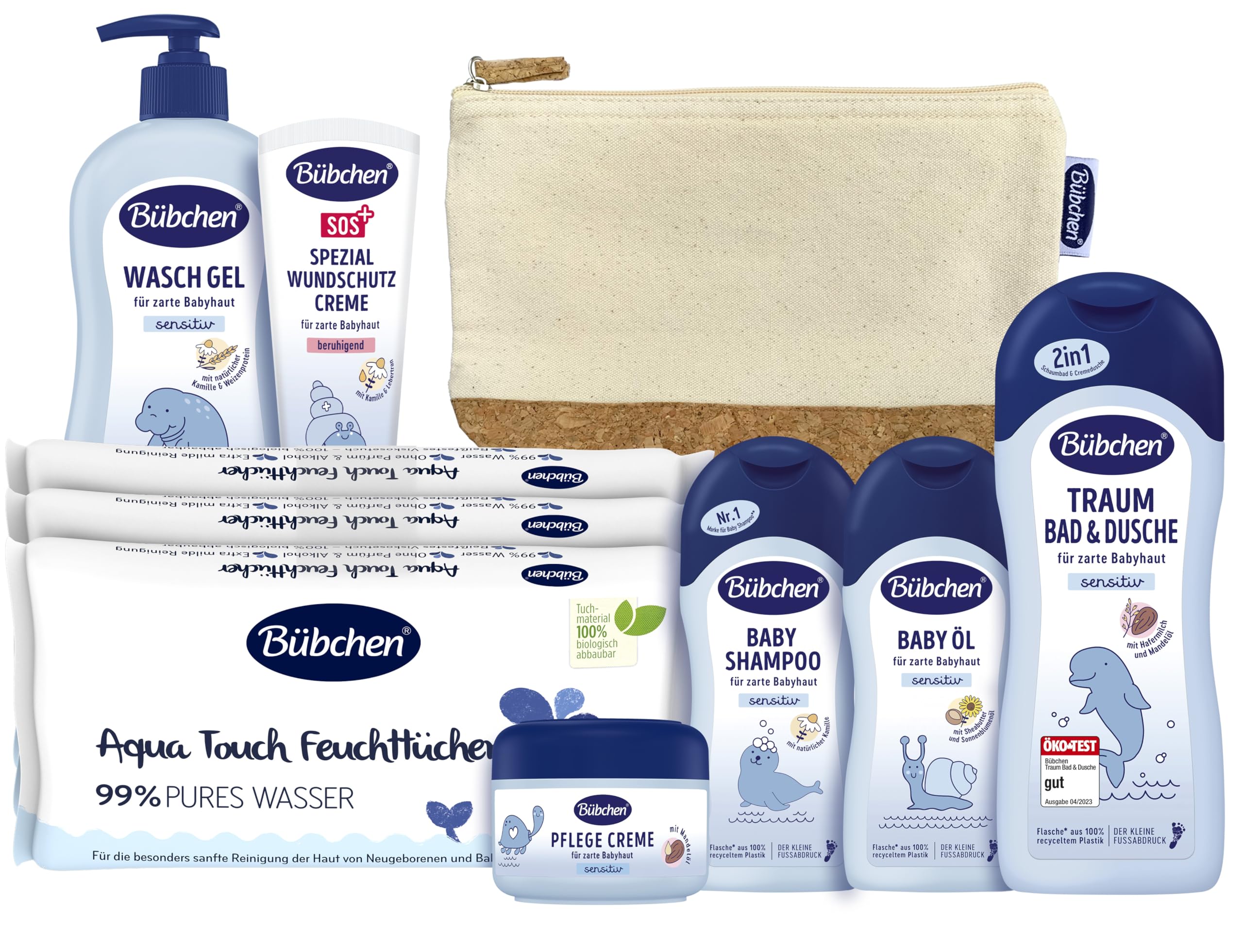 Newborn Baby Care Kit 7 Piece Gift Set - Baby Products Gift Set from Mild Shampoo to Nourishing Wound Protection Cream, Silicone-Free