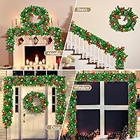 Vista 7 de Guirnalda de Navidad con luces guirnalda de pino decoraciones de Navidad para interiores funciona con pilas guirnaldas de Navidad artificiales