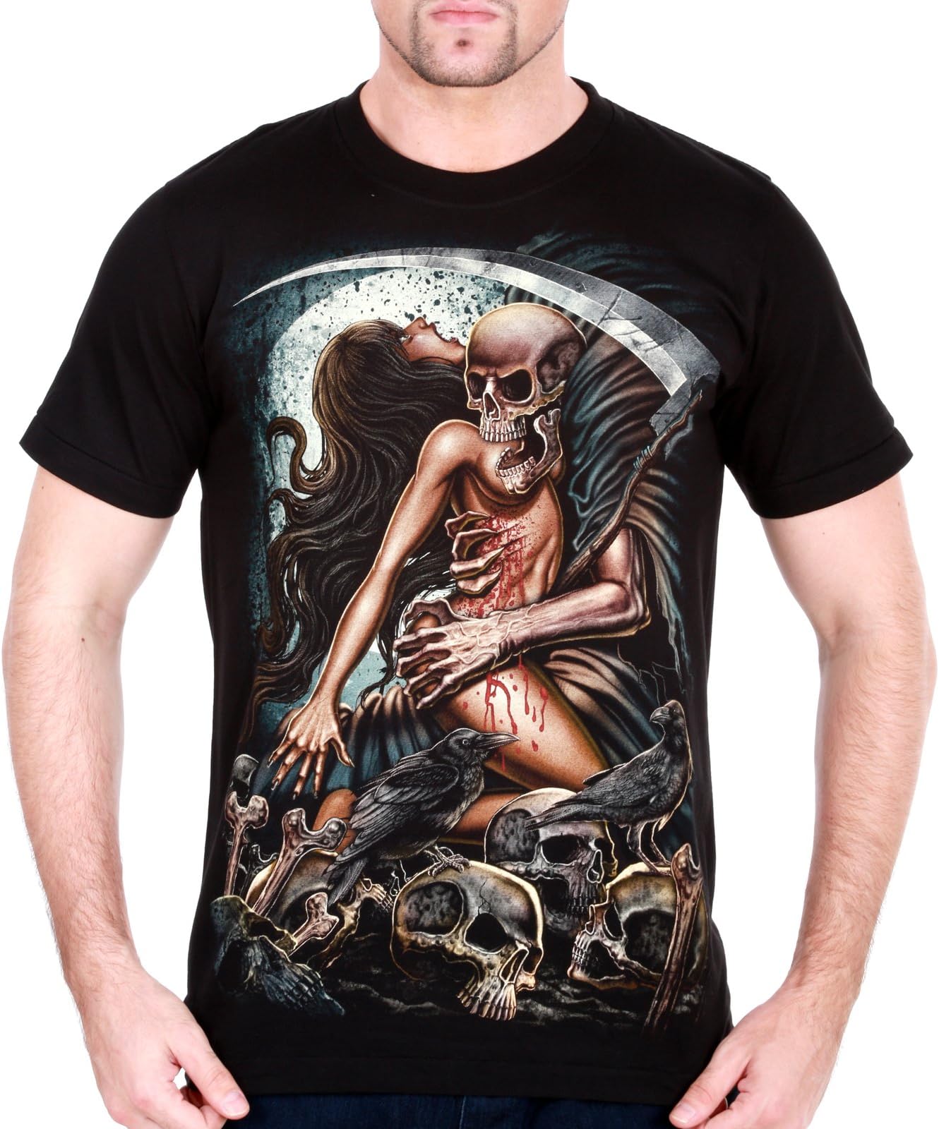 Grim Reaper Sexy Lady Men T-shirt Devil Heavy Metal mma Skull Rider #RE8