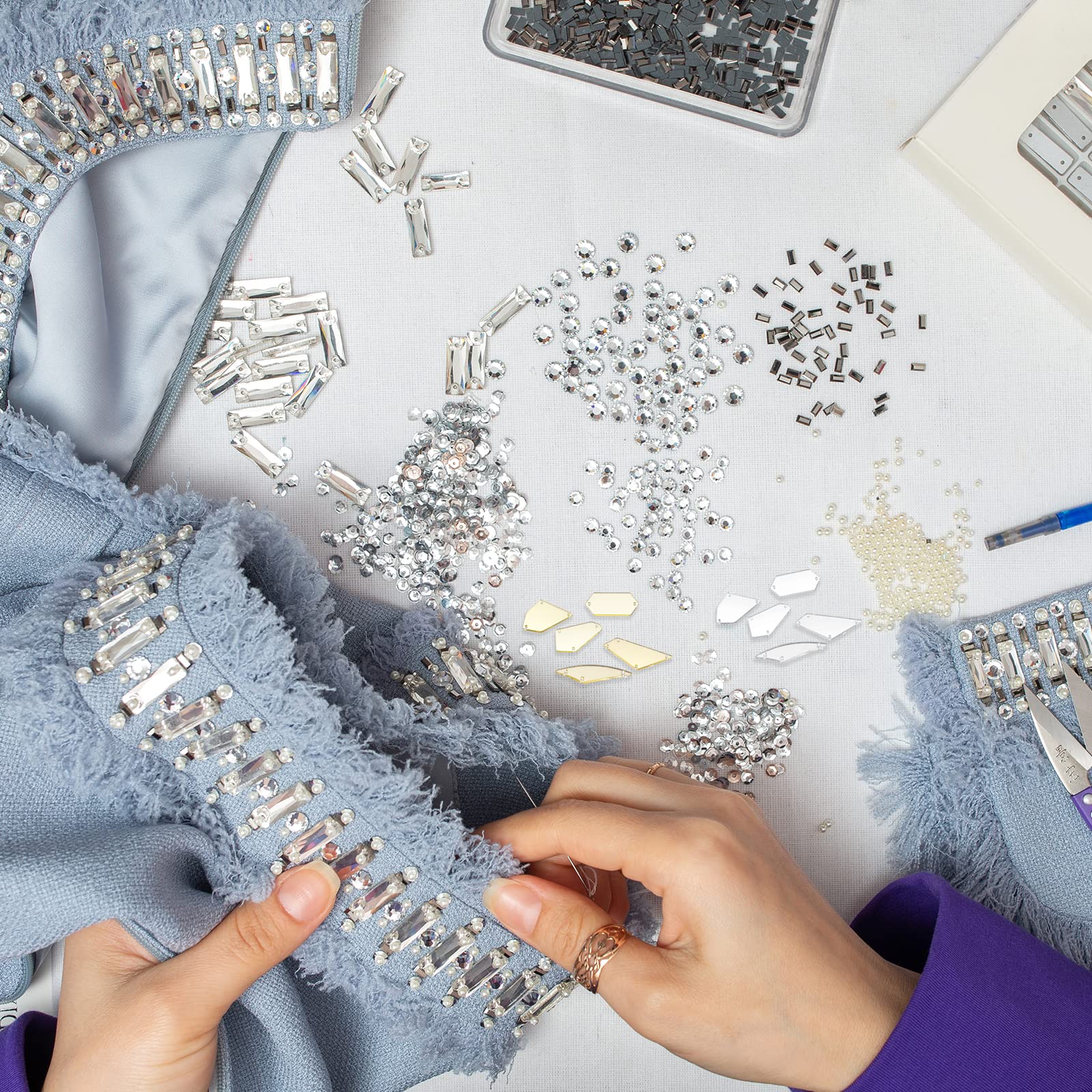 PH PandaHall 300pcs 3 Tailles Argent Coudre Sur Miroirs Acrylique