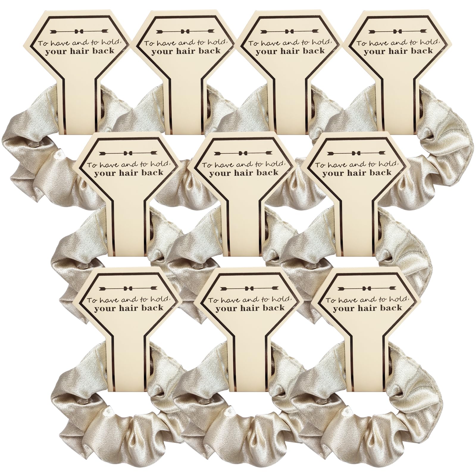 ZARSIO 10 PACK Bridesmaid Scrunchies Bridesmaid Proposal Gifts Elastics Hair Ties Bachelorette Party Favors (Champagne)