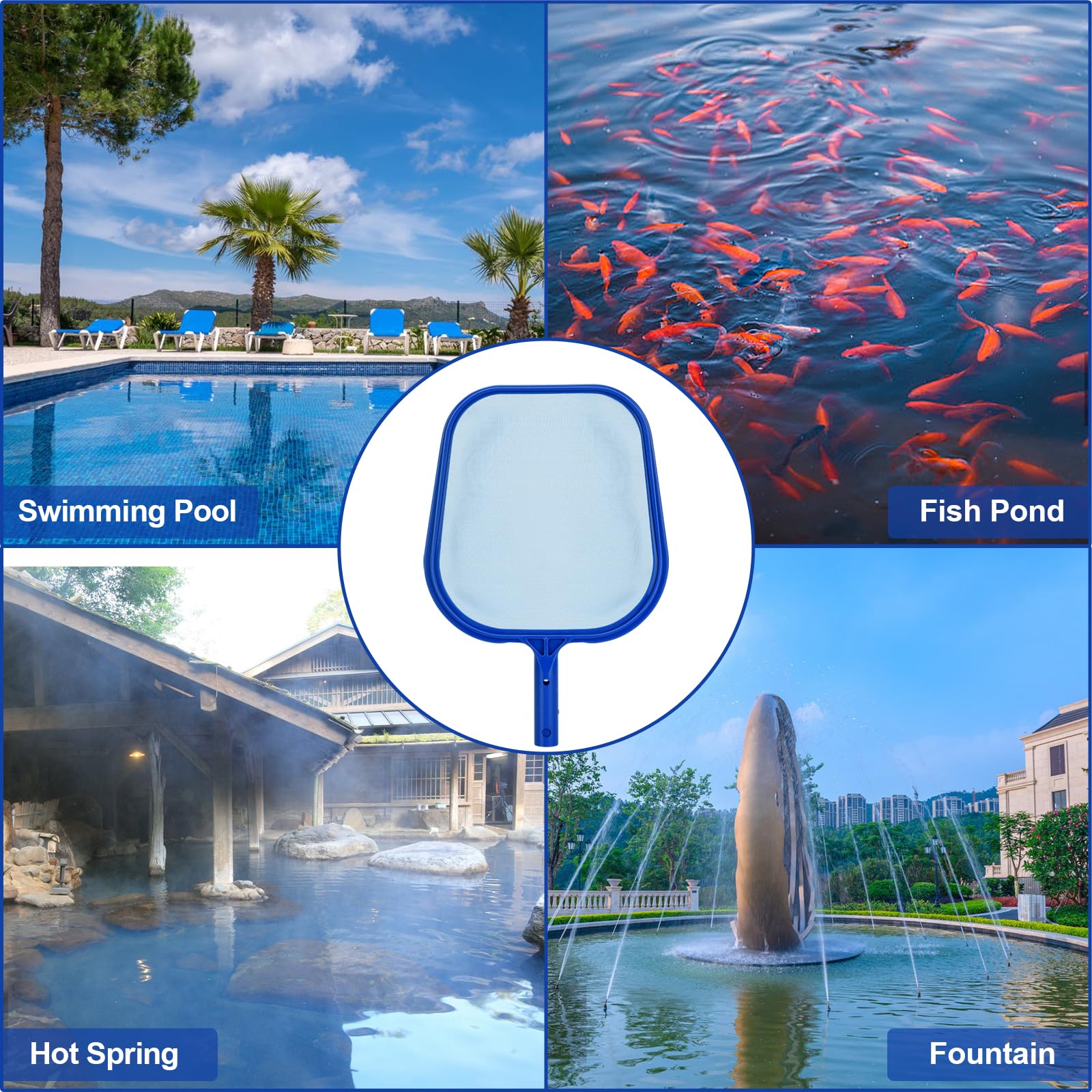 Pool Nets for cleaning Pool Leaf Net Pool Cleaning for Catching Floating Leaves, Insects,Adjustable 5 Connecting 48Inch Aluminium Telescopic Pole Excellent Swimming Pool(Blue) — view 5