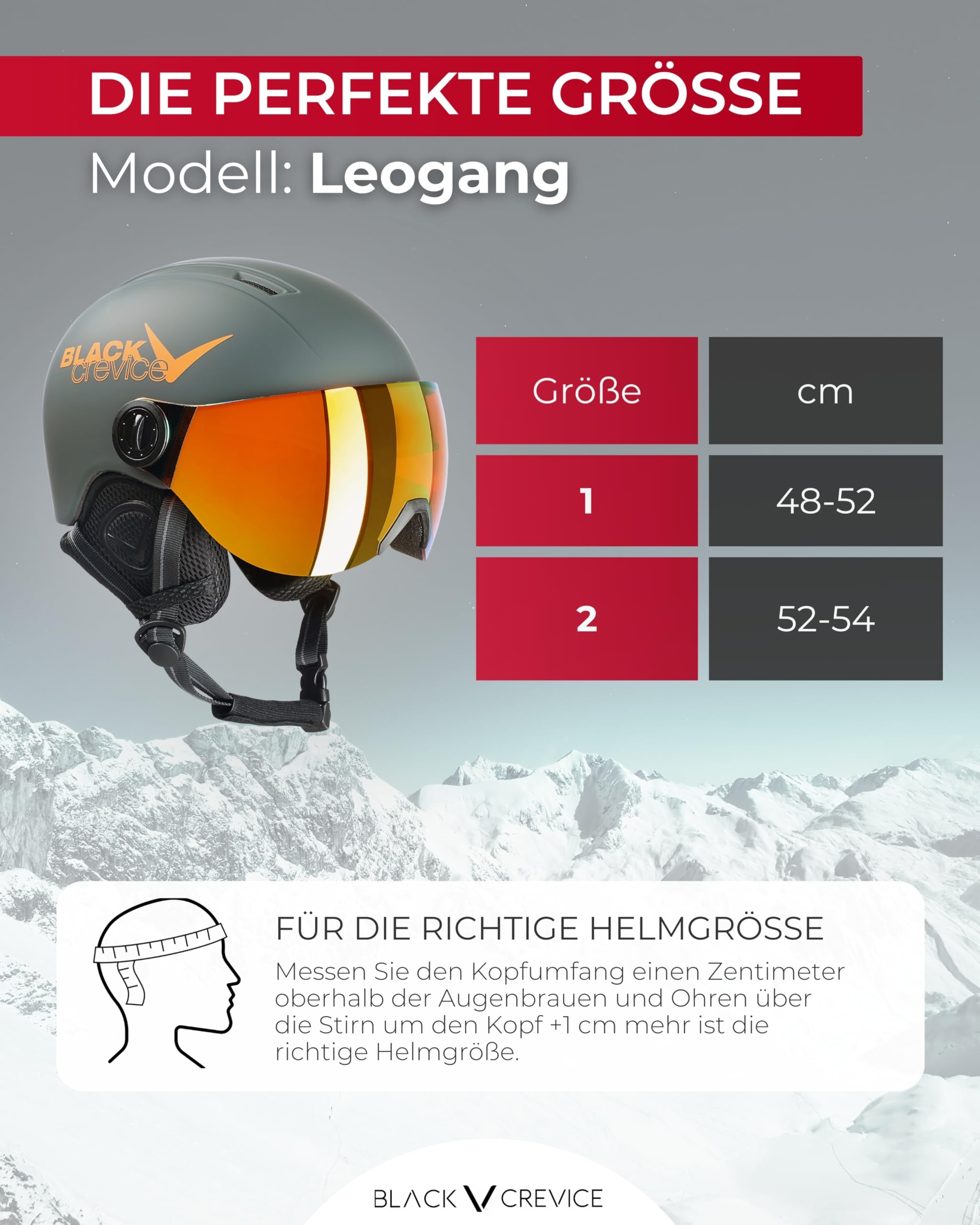Black Crevice Kinder-Skihelm Leogang I Skihelm mit Visier im Pilotenstyle I Snowboardhelm für Jungen & Mädchen I Atmungsaktiver Ski-Helm I Größenverstellbar