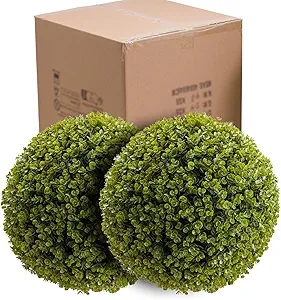 Topiary Ball 2 Pcs, Artificial Boxwood Topiary Balls Garden Spheres Decorative Balls for Outdoor Patio Garden and Indoor, Wedding Decoration, 21 Inch