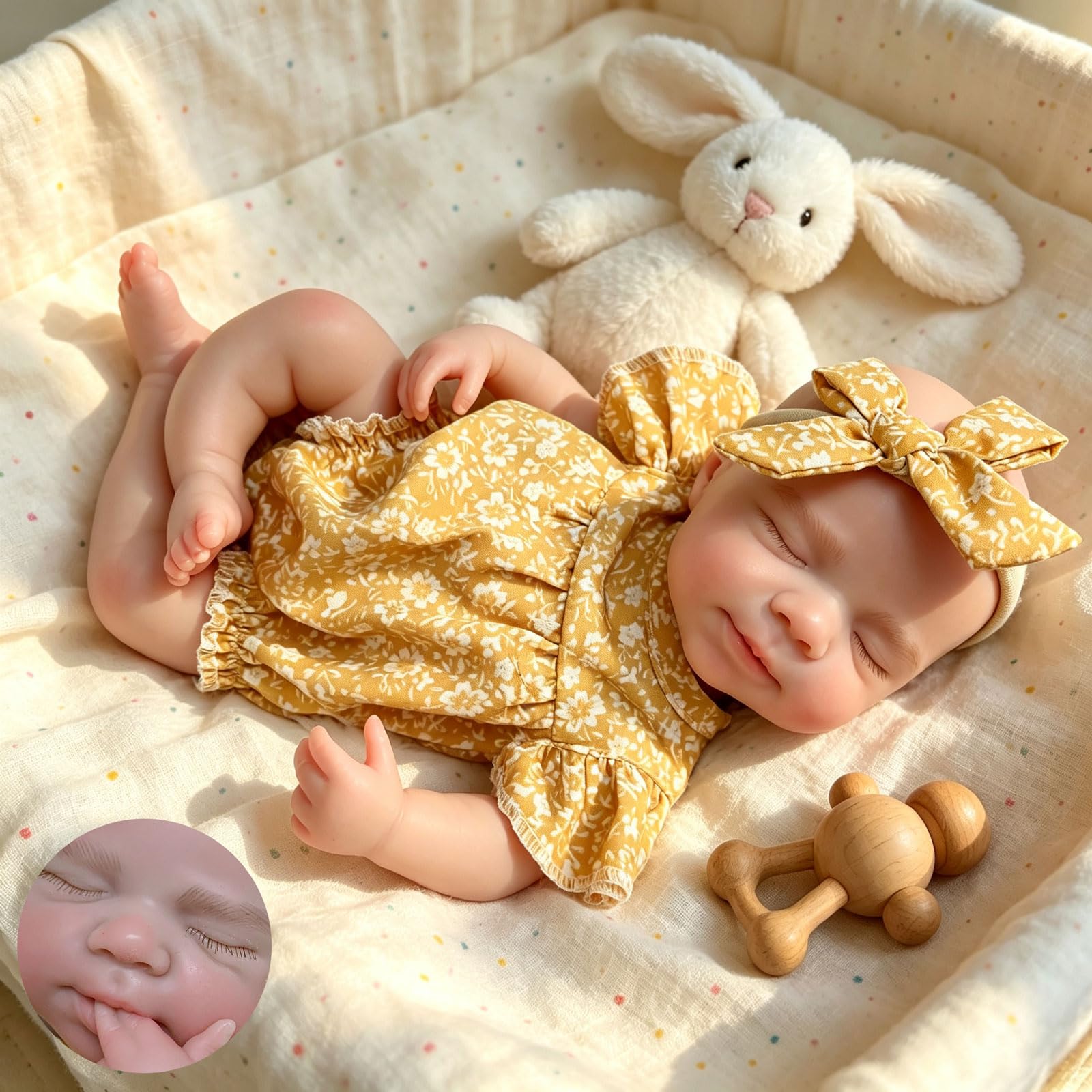 Gileutay 12inch/33cm Lifelike Full Silicone Baby Doll Girl Open Mouth | Real Life Reborn…