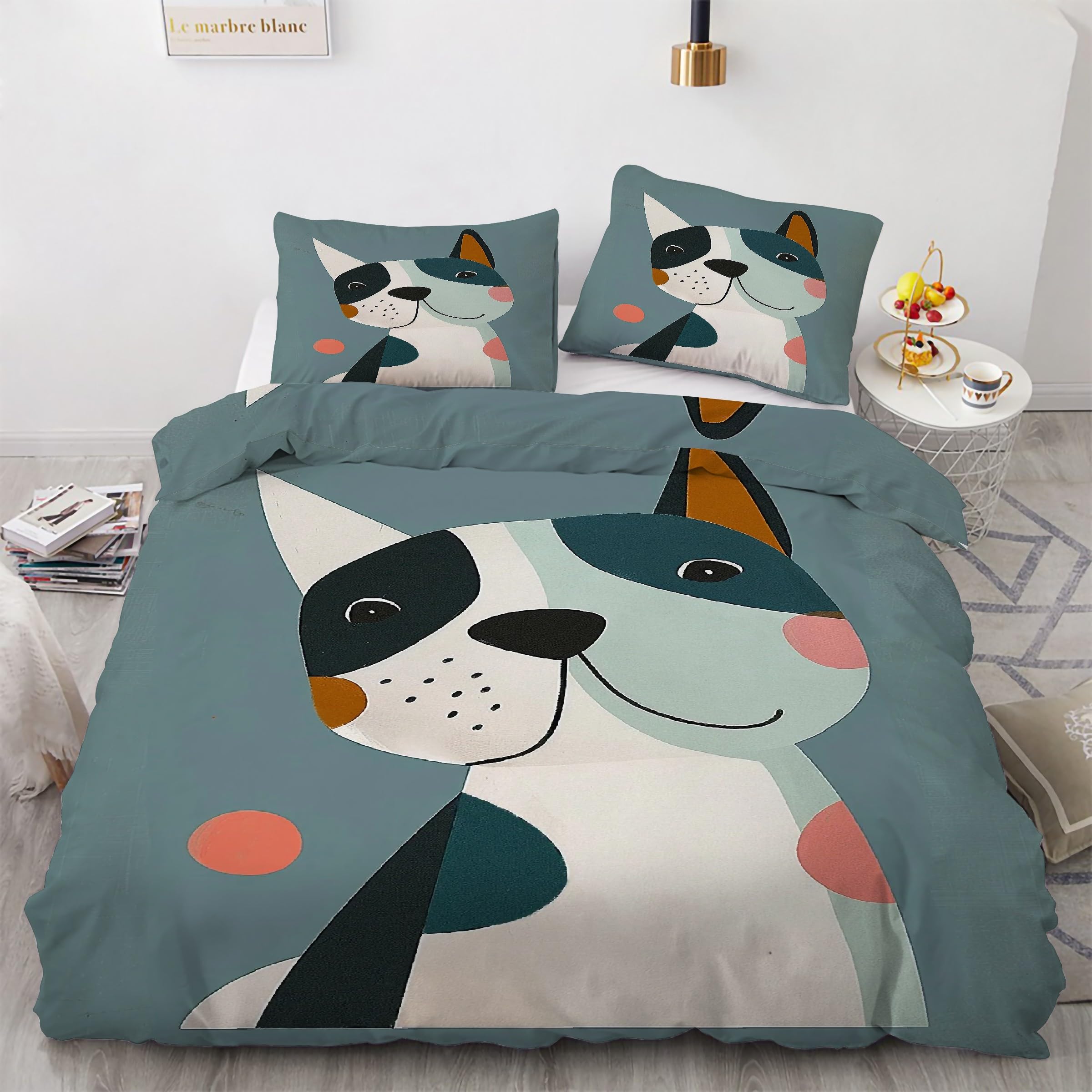Parure de lit 240x260 chiot en tissu doux anti-froissement avec fermeture éclair invisible