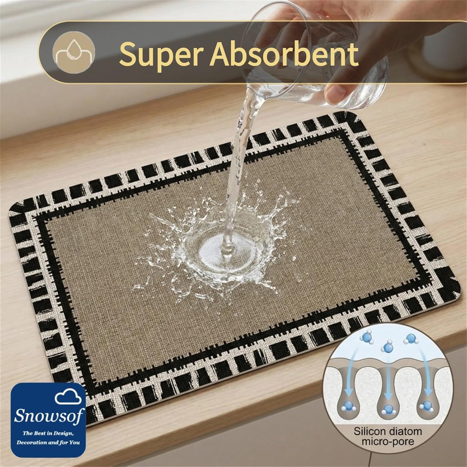 Dish Drying Mat - Absorbent Countertop Mat for Coffee Maker, Expresso Machine, Kitchen Use (05,20''×24'')