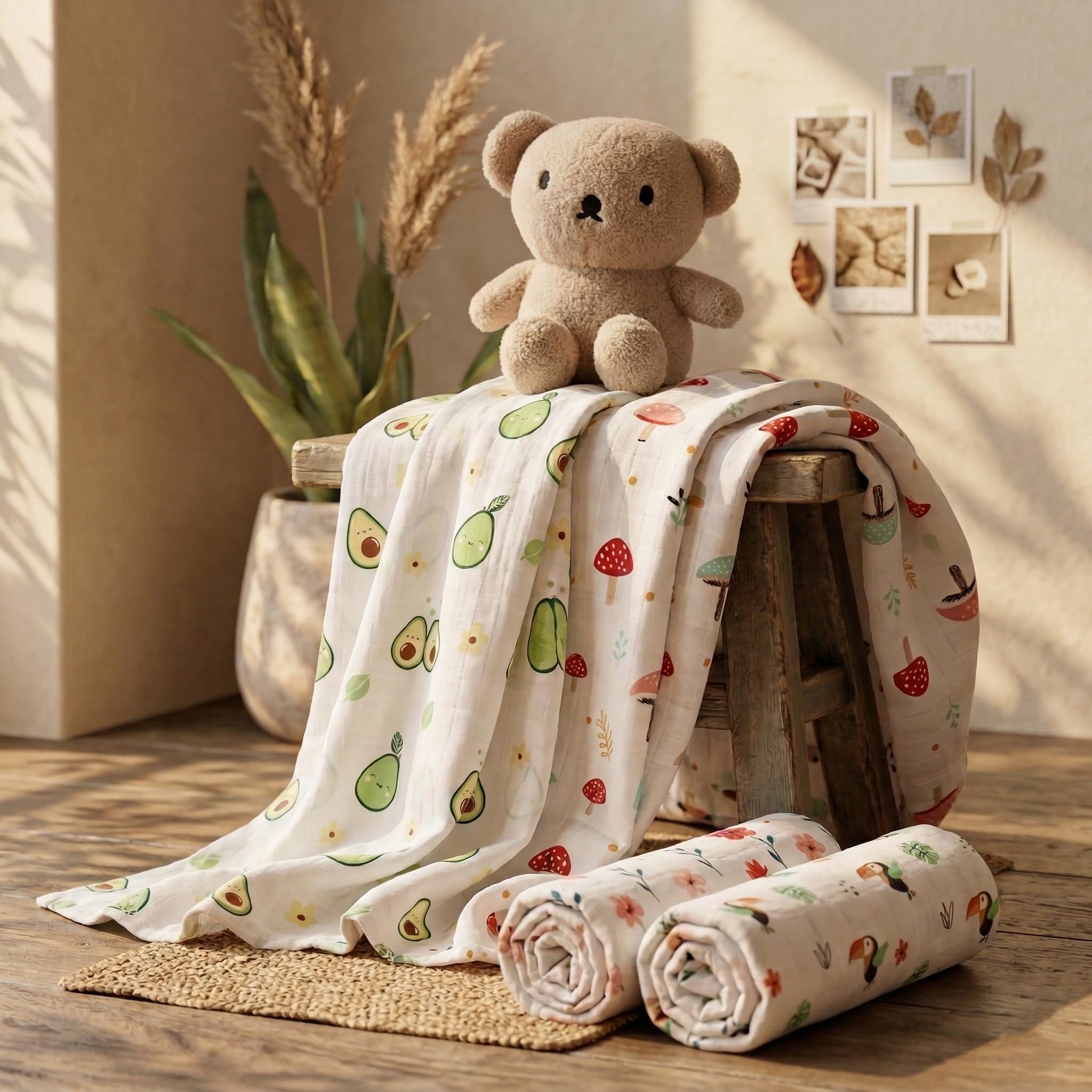 Blushbaby Premium Muslin Swaddle Wrap for Newborn Baby Pack of 4 | 120 GSM, 100x100 cm | Ultra Soft Breathable Malmal Baby Swaddle Blanket, Lightweight Baby Wrap, Blanket for Infants 2