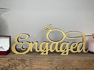 Engagement Party Centerpieces Decorations,Engaged Wood Sign Tables Decor for Engagement Ring Decorations,Engaged Party Decorations (gold)