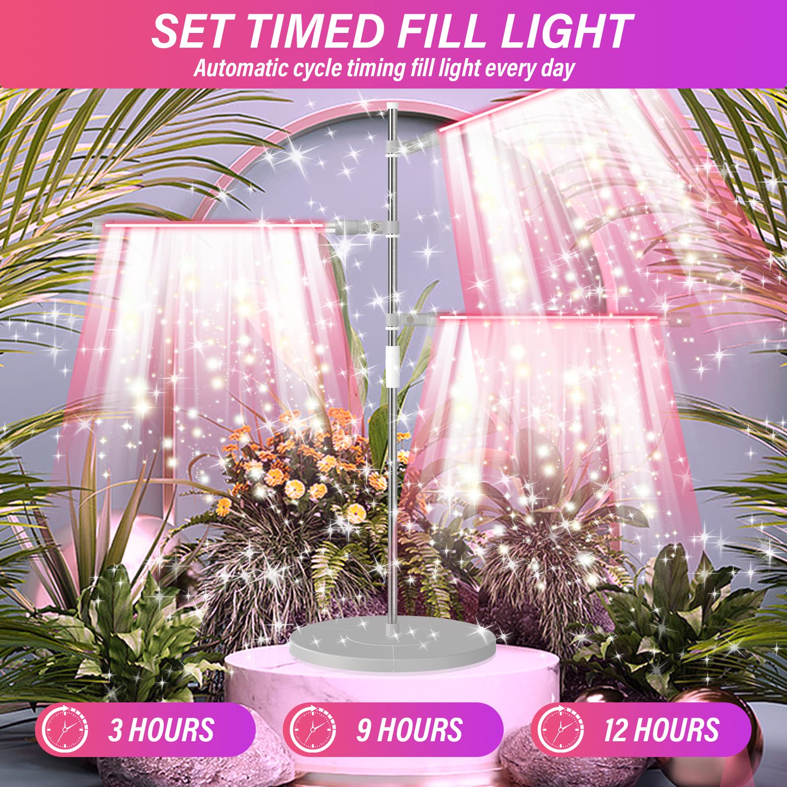 Lampe Horticole Mumisuto 4 Têtes - 72 LEDs Réglables Avec Minuterie 3/9/12h - Pour Plantes D'intérieur