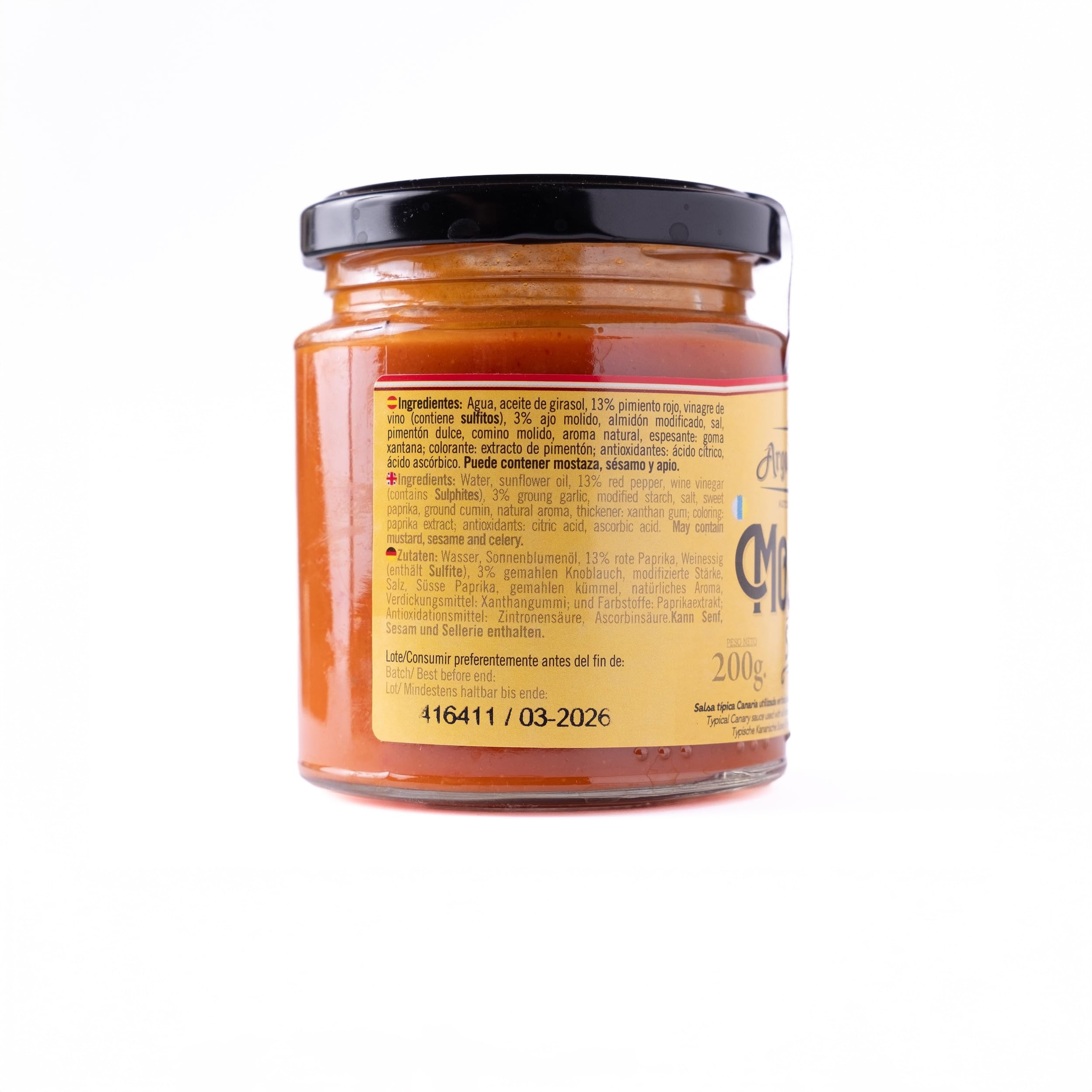 Argodey Fortaleza Mojo Rojo Suave 200g - Autentica Salsa Canaria para Untar