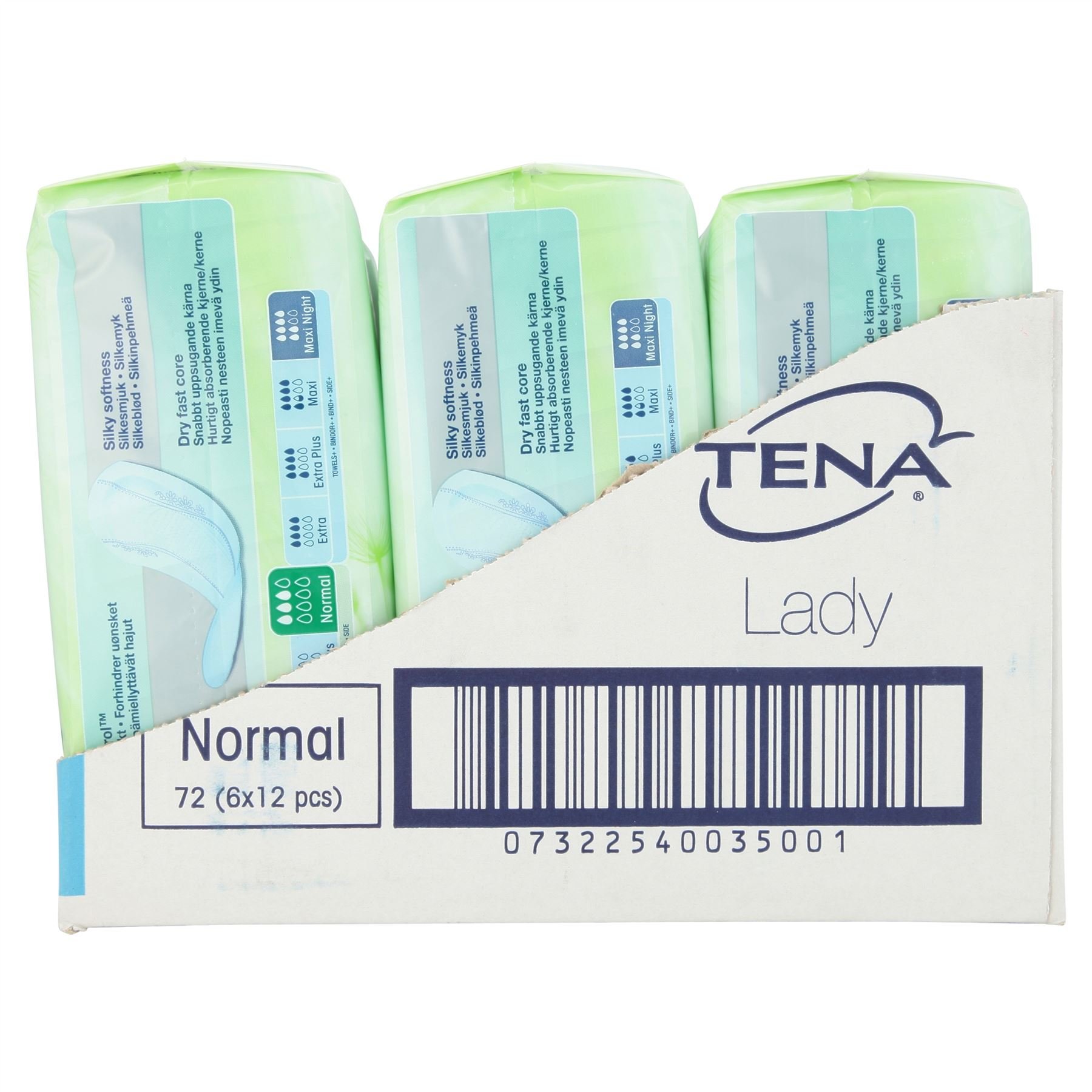 TENA LADY NORMAL - Lot de 6 paquets de 12 pièces - Total 72 serviettes hygiéniques