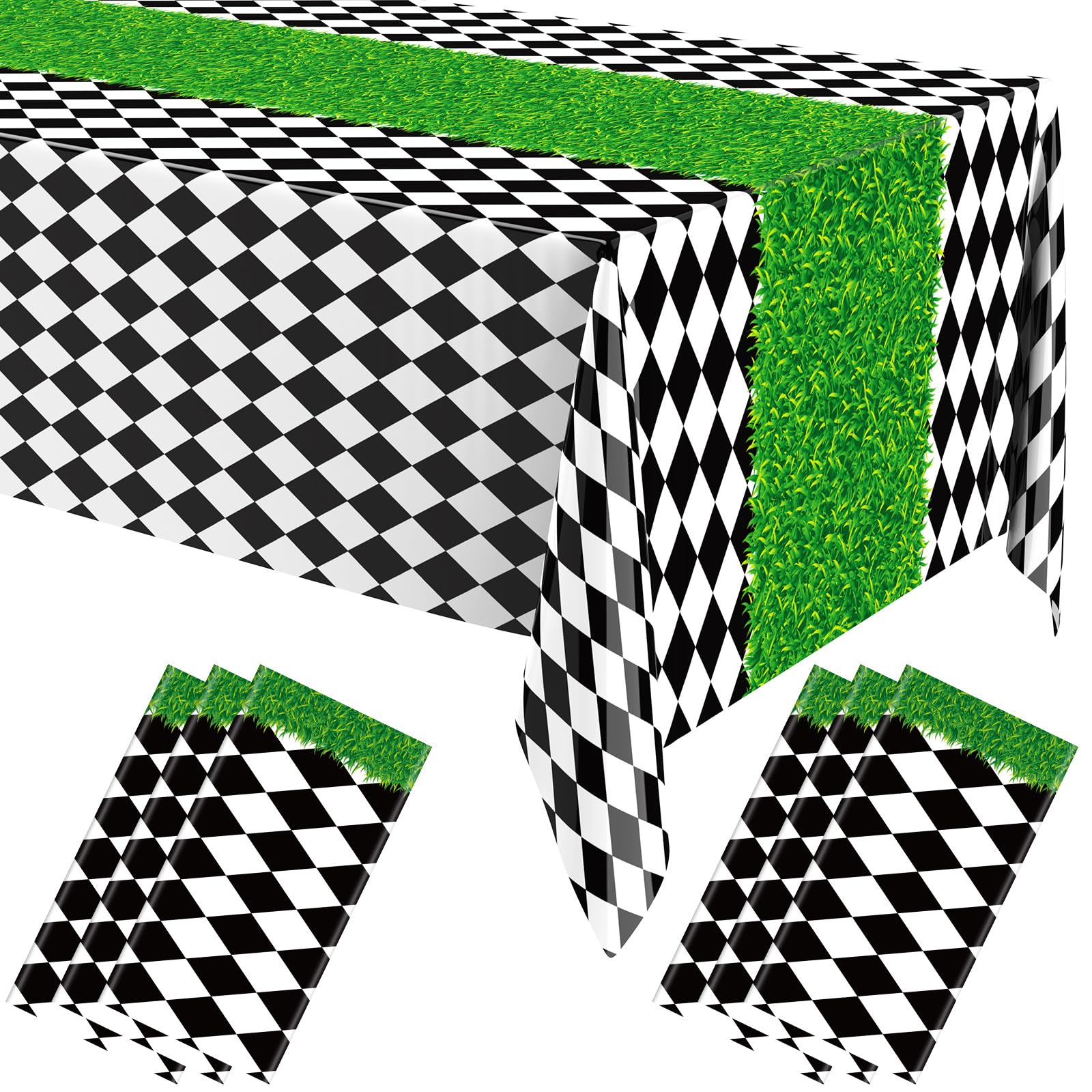 Oudain 6 Pcs Wonderland Tablecloth Summer Checkered Tablecloth Wonderland Party Decor Disposable Plastic Gingham Table Cover for Tea Party Birthday