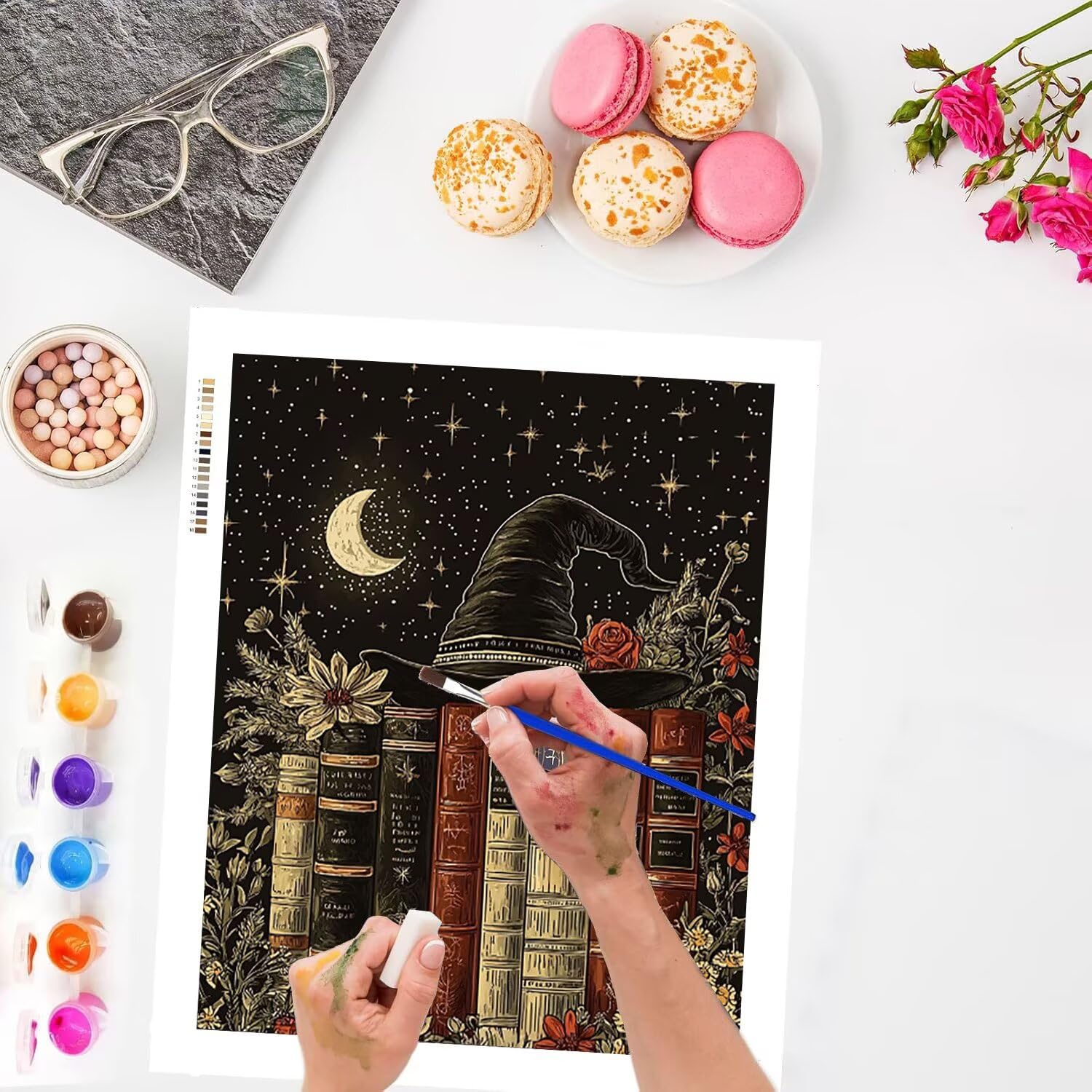 WEISHIWE Livre et lune Peinture Numero Adulte Kits, 80x100cm m-889