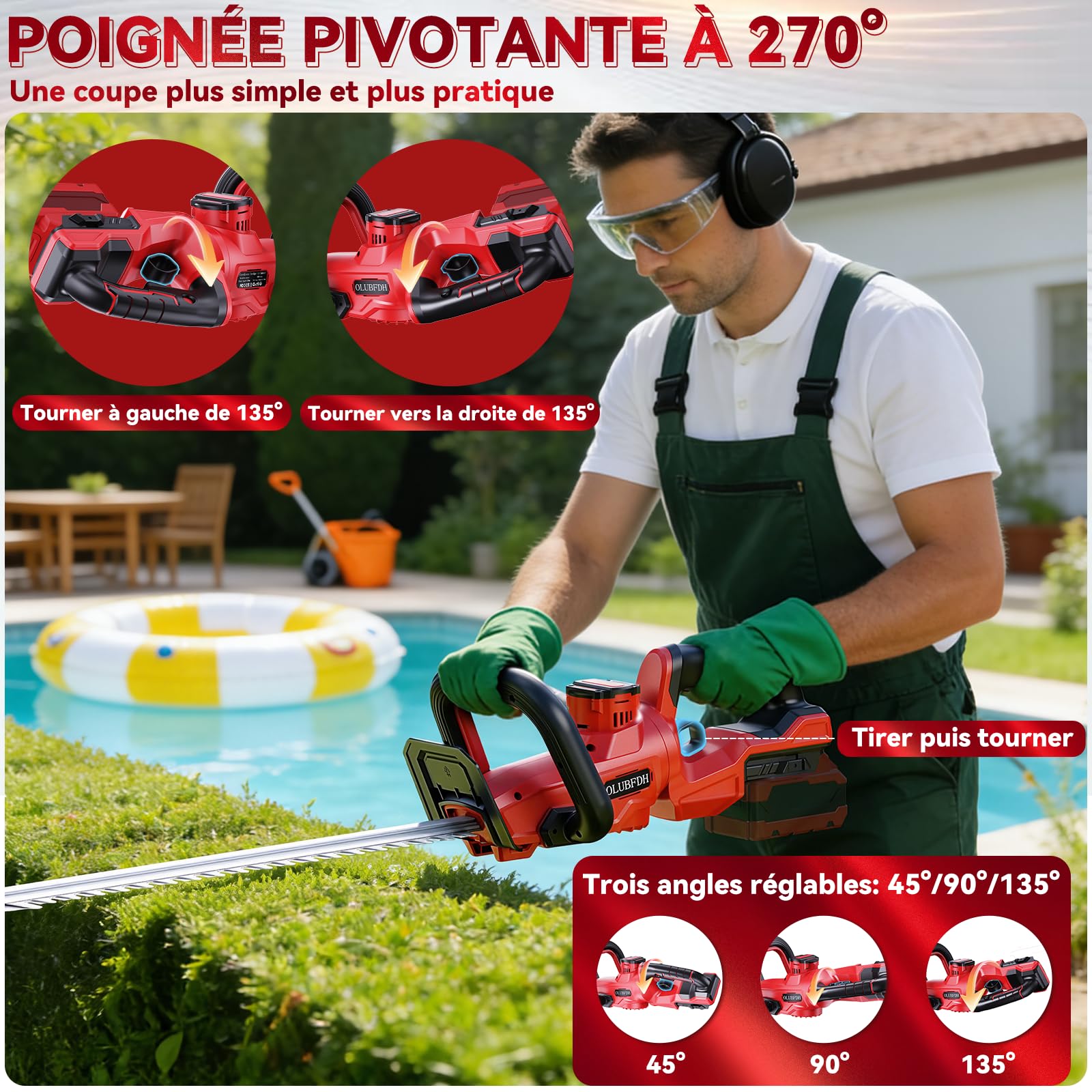 Taille Haie Batterie, pour Batteries Makita 18V, Taille-Haie Électrique