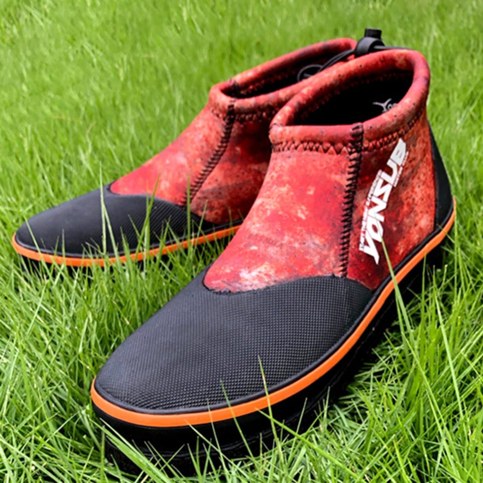 Botas de pesca para hombres y mujeres, vadeo de roca, playa, camping, senderismo, suela de fieltro de neopreno de 3 mm, puntas de acero antideslizantes para naranja