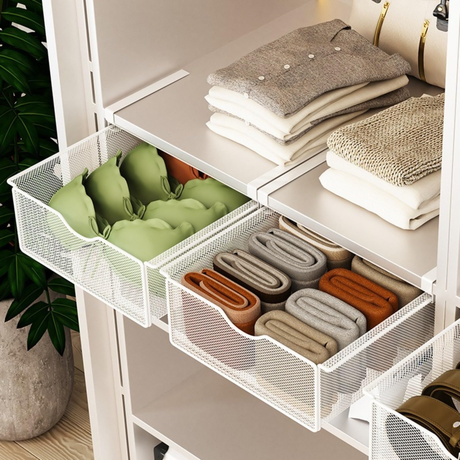 Panier en Fer à Tiroir Coulissant Suspendu, Panier de Rangement Coulissant sous Étagère, Organisateur de Rangement sous Armoire pour Chambre à Coucher/Comptoir/Armoire，4 styles disponibles