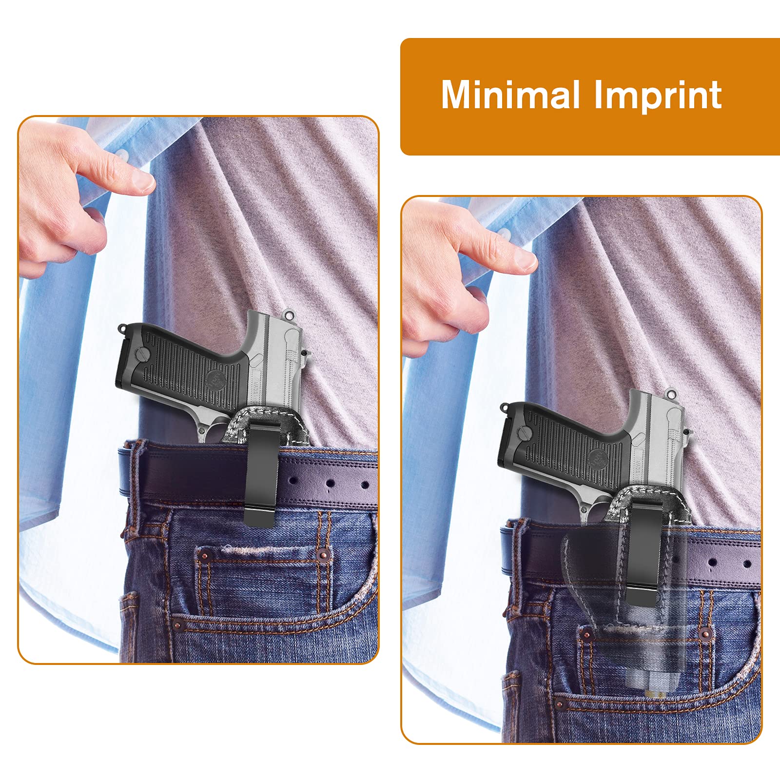 Fondina IWB Universale In Pelle PU Per Pistole .380 – Leggera, Traspirante E Con Clip Rinforzata Per Trasporto Occulto