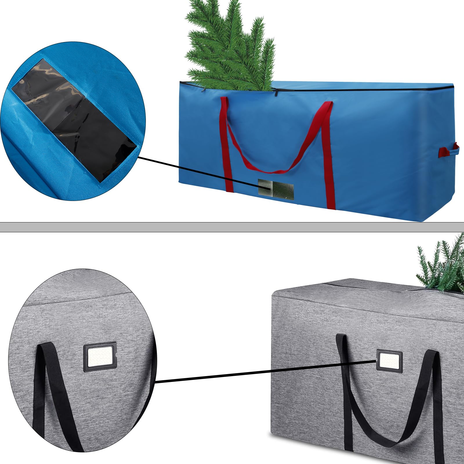 Pakiiock 50 inch Christmas Tree Storage Bag,Extra Large Duffle Bag Camping Tent Storage bag,long lasting Oxford material, Pvc Window