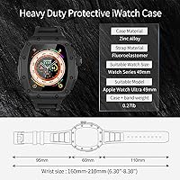 Vista 6 de Funda de lujo para Apple Watch Ultra 3/2/1 de 1.732 pulgadas FKM Band, resistente carcasa de metal + vidrio integrado + correa de fluoroelastómero