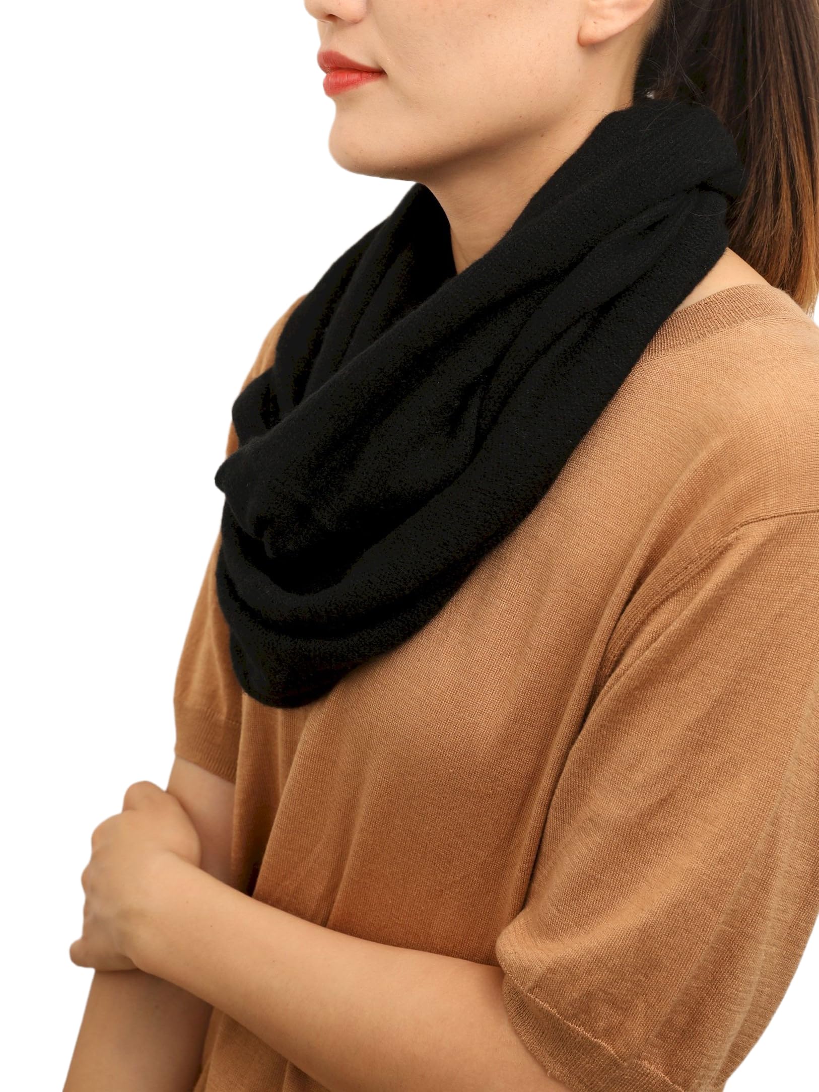 XL 100% Kaschmir-Wolle Unisex Loop Schal Cashmere Rundschal Strick-Schal Winter Rund-Halstuch Damen Herren Schlauch-Schal