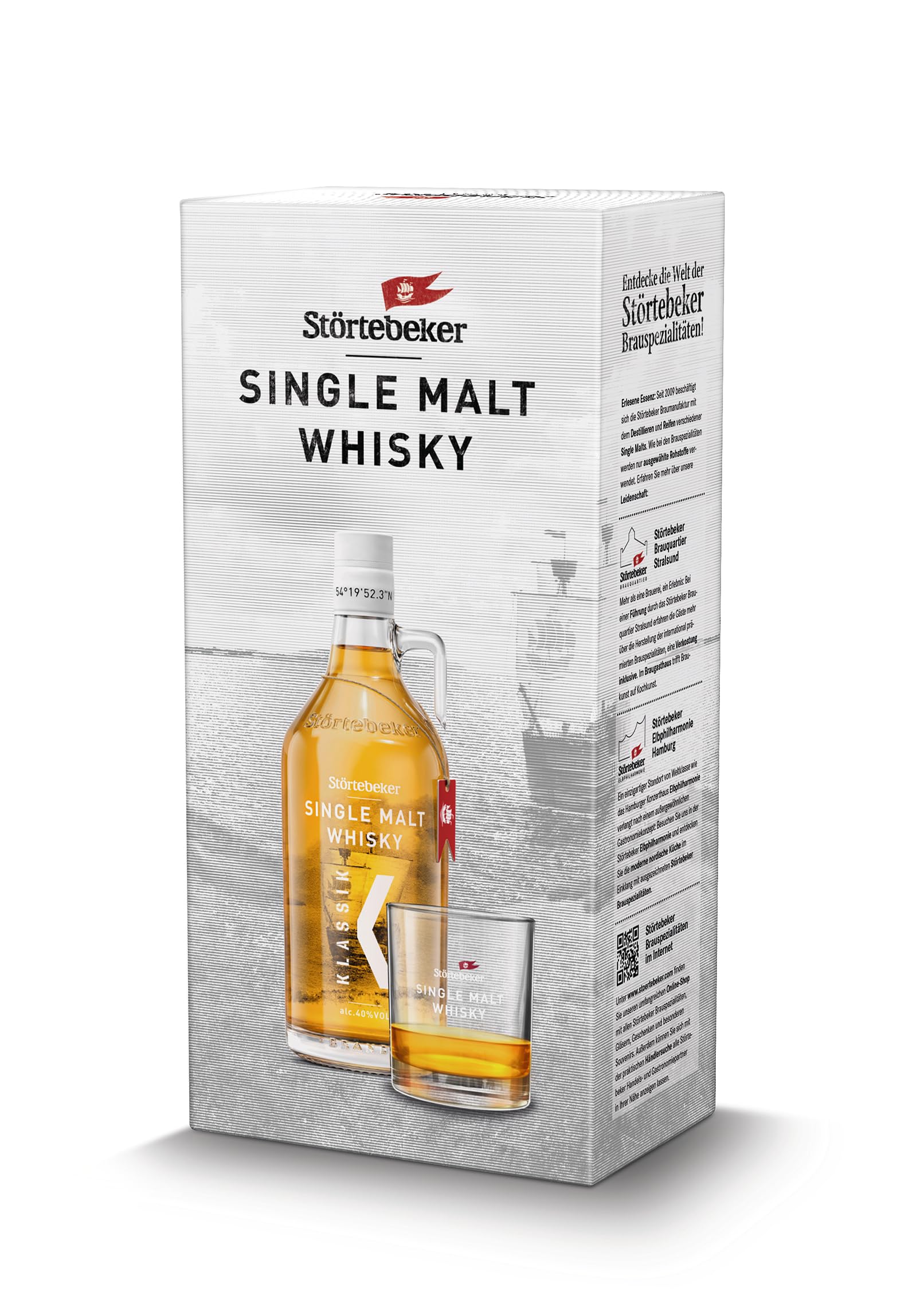 Störtebeker Whisky | Single Malt Klassik | 3 Jahre | 500ml Growler Flasche im Geschenkpack mit Glas | 40% | Mehrfach international prämiert