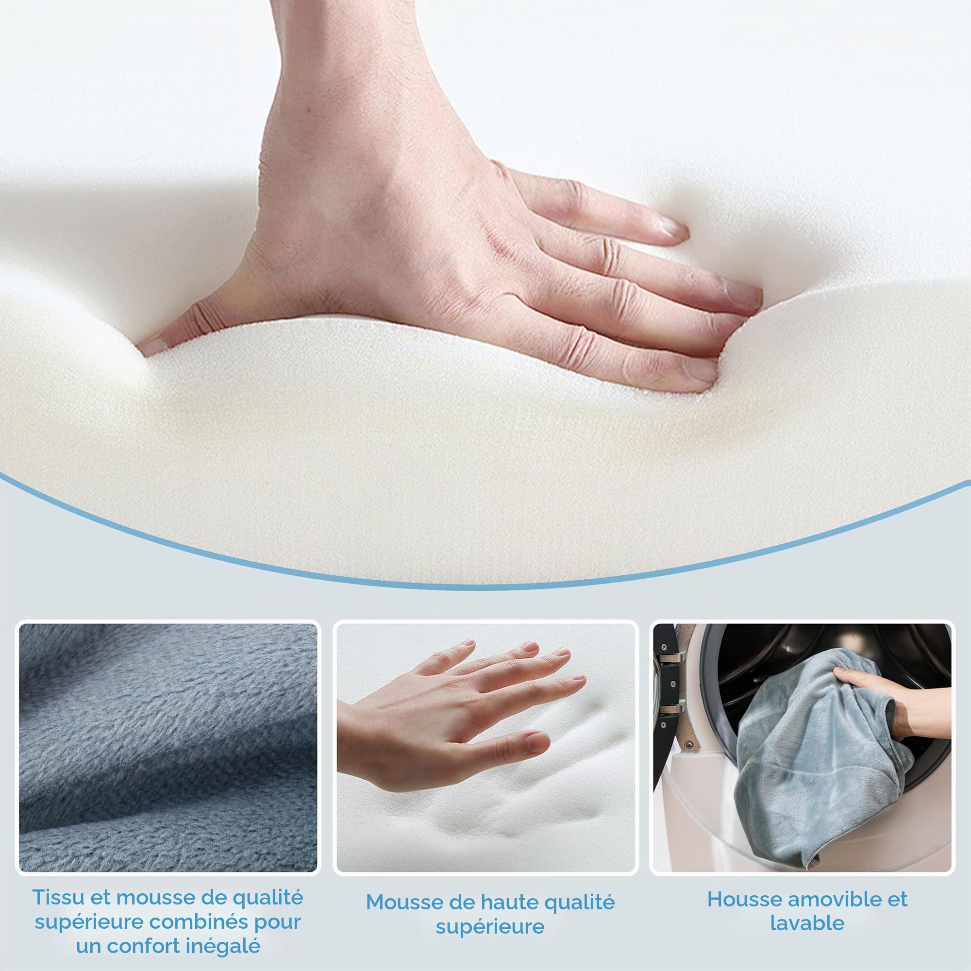 Coussin d'élévation des Jambes, Oreiller Incliné en Mousse de Qualité Réglable, Soulage les Douleurs Articulaires Post-Opératoires, Courbe Ergonomique pour Favoriser la Circulation Sanguine