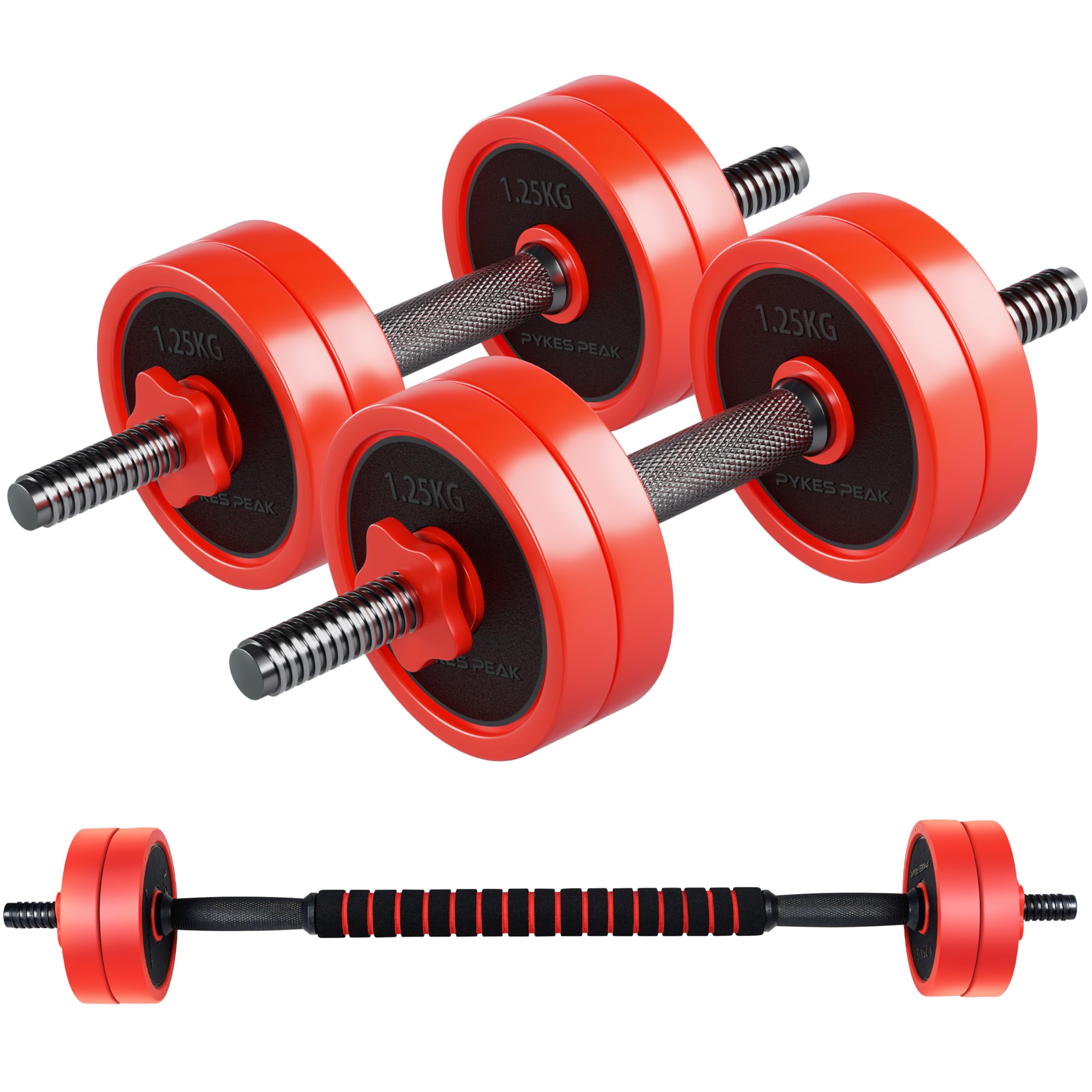 Amazon | PYKES PEAK ダンベル 可変式 5kg×2個 バーベルにもなる2WAY