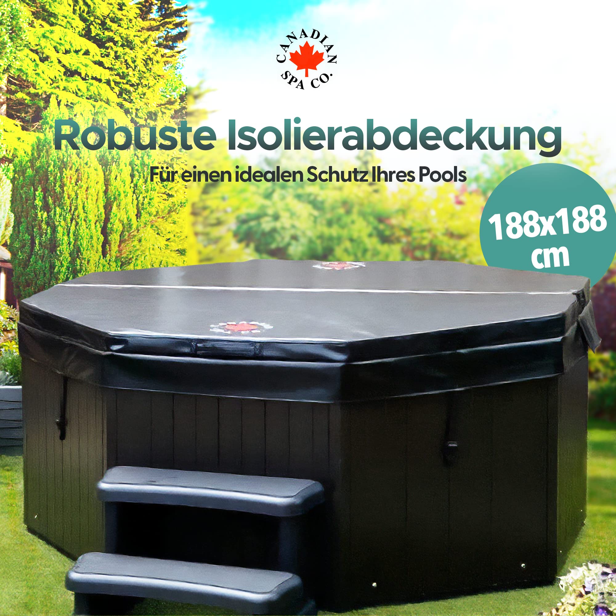 CANADIAN SPA CO. Muskoka Isolierabdeckung für Hot Tub, 188 x 188 cm, Ersatzabdeckung für den Muskoka Hot Tub