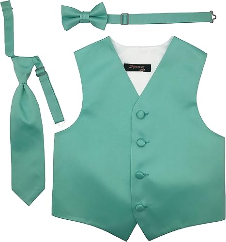 Spencer J's Traje formal para niños, chaleco esmoquin, corbata y corbatín, variedad de colores