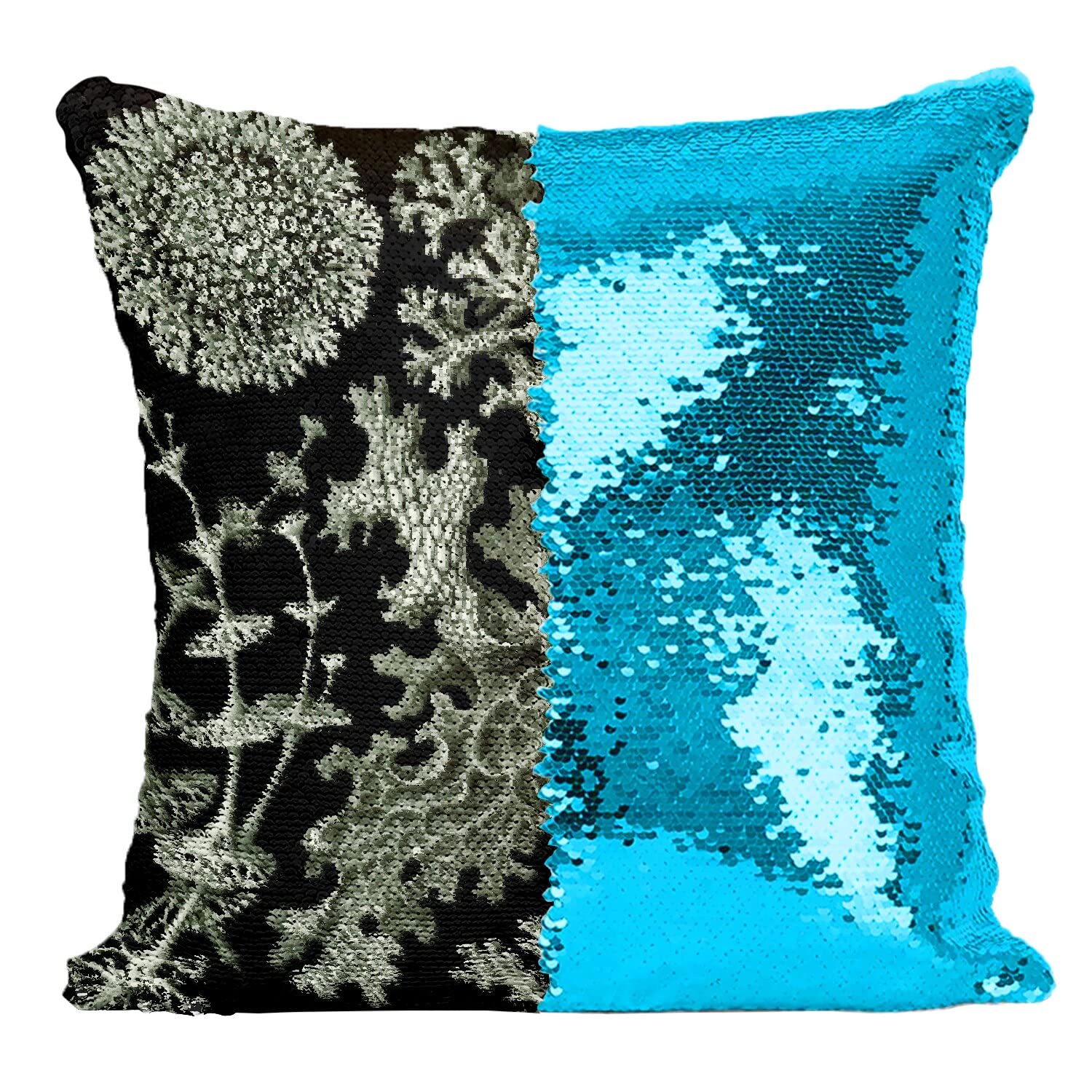 Coussin sequin turquoise pour rompre la monotonie d'une déco salon