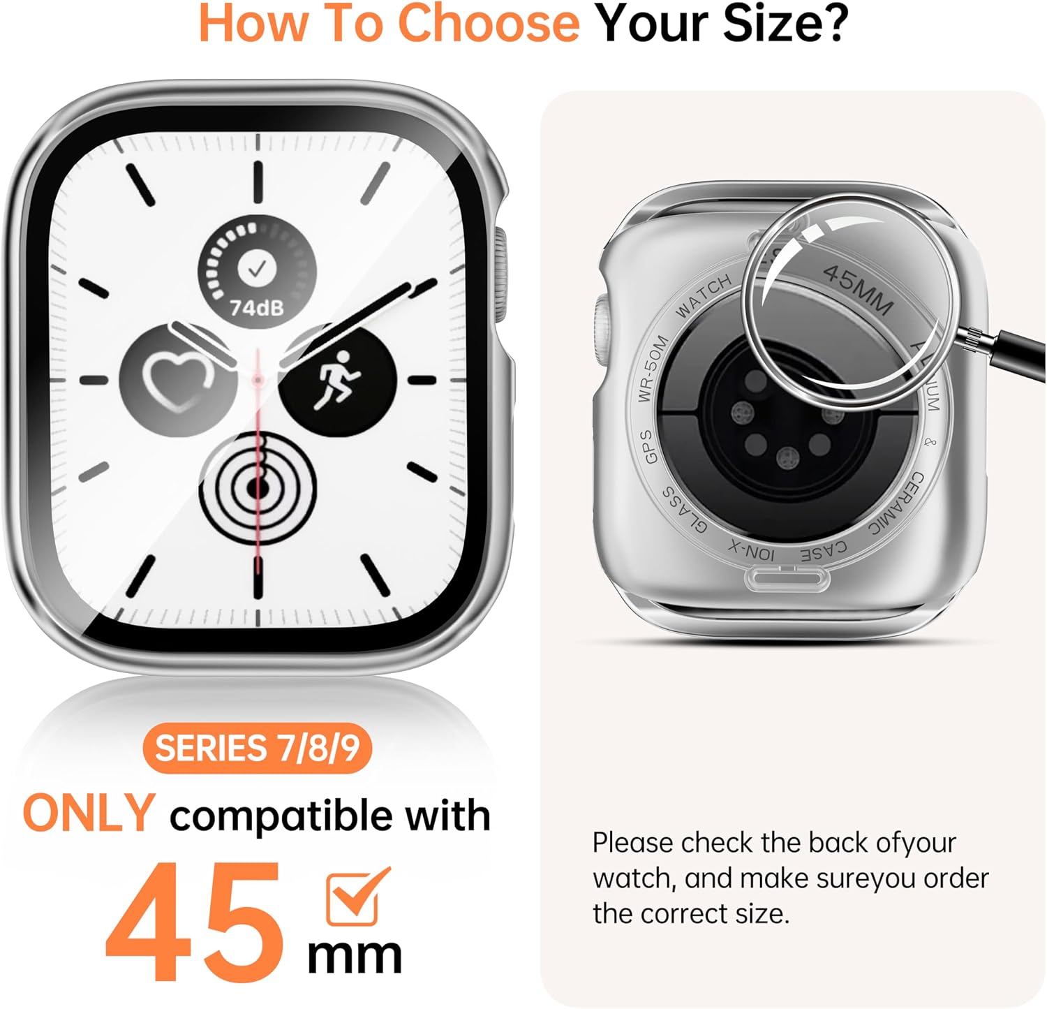 Metal Apple Watch Case 42mm with Screen Protector, 360 Full Protection, Daily Water-Resistant Alloy Cover, HD Glass for Apple Watch Series 11 Series 10, Silver
