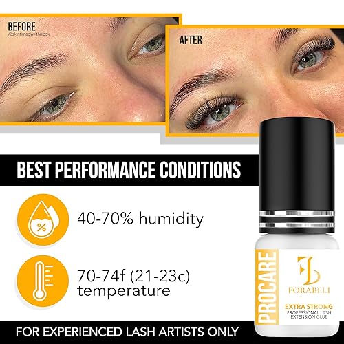 Miniatura 5 de Forabeli Pro Care - Pegamento para extensiones de pestañas, adhesivo profesional para pestañas, tiempo de secado rápido de 1-2 segundos, hasta 8