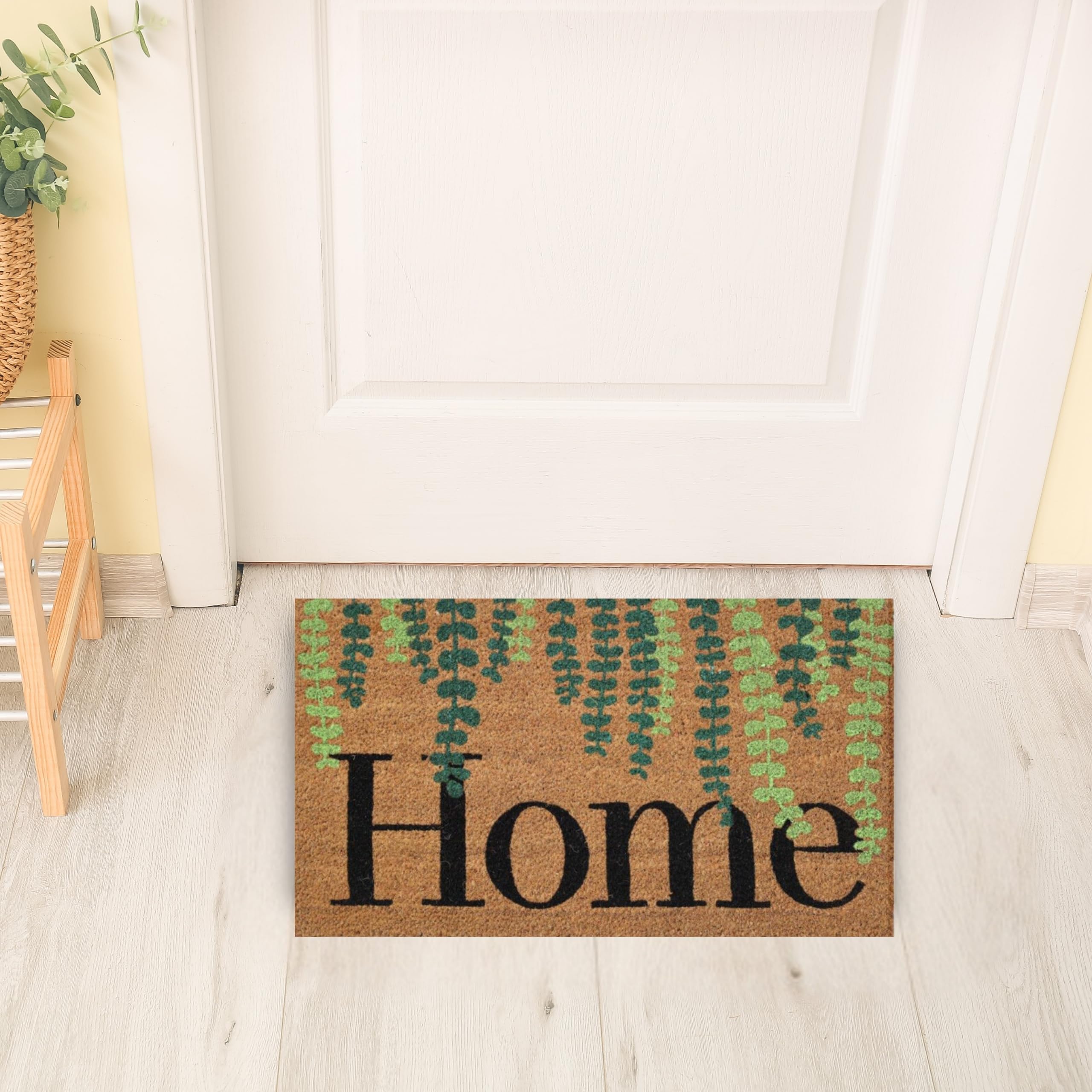 Paillasson Kera Flowers En Fibres De Noix De Coco 40x70cm - Tapis Anti-Saleté Avec Base Antidérapante Latex, Impression Zèbre