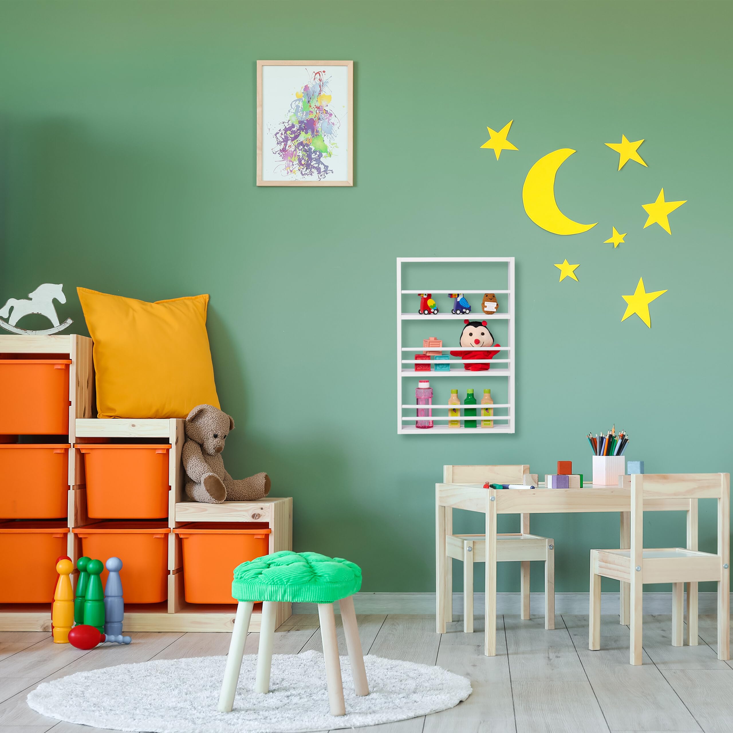 Relaxdays Librería Infantil Pared, 3 Repisas para Libros o Figuras, 60 x 40 x 10 cm, Estantería Niños Colgante, Blanco