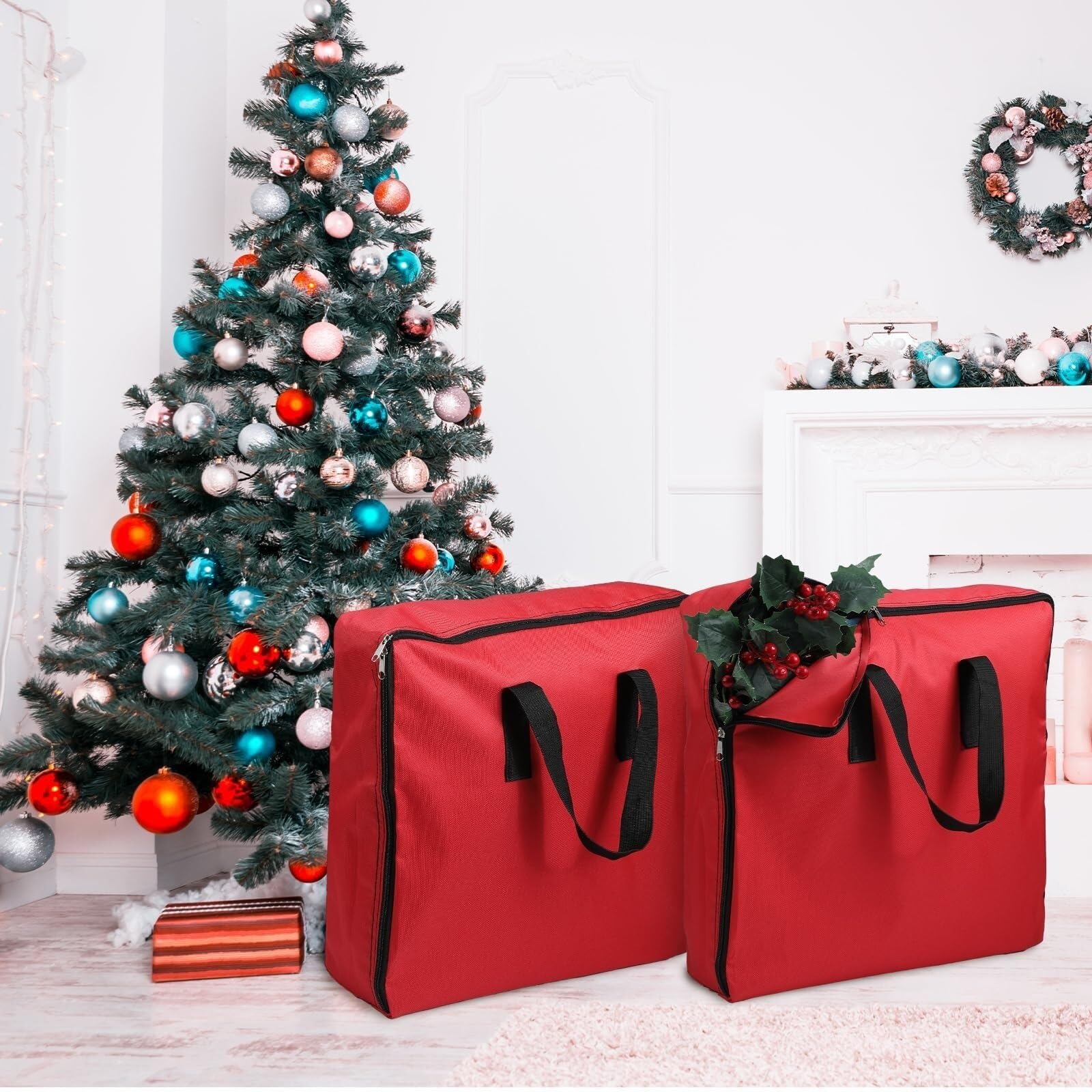 Tasche Weihnachtsbaum-Aufbewahrungstasche Aus Oxford-Stoff Mit Griff Und Reißverschluss, Aufbewahrung Von Weihnachtsbaumdekorationen Weihnachtsbaum(Grün)