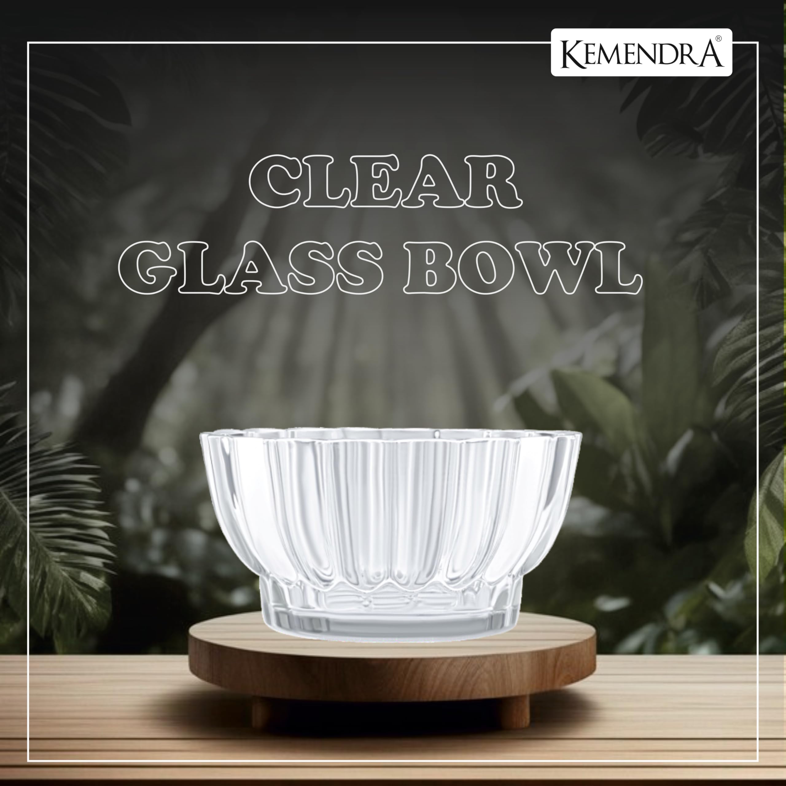 Kemendra® Bamboo Pots | Glass pots for Lucky Bamboo | Decorative Glas | Transperant Glass Curved Dish   | Crystal Cut Glass Pot for Brazilian Wood Plant | (Plant not Included) (Bamboo Pots Pack 1) - Image 4 thumbnail