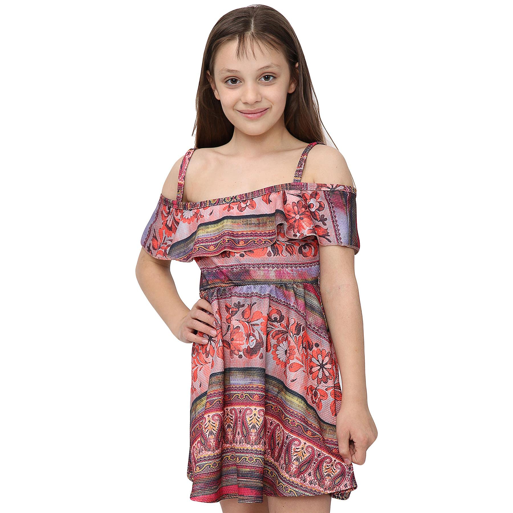 A2Z 4 Kids Girls Skater Dress - Off Shoulder Dress Style No 4 13