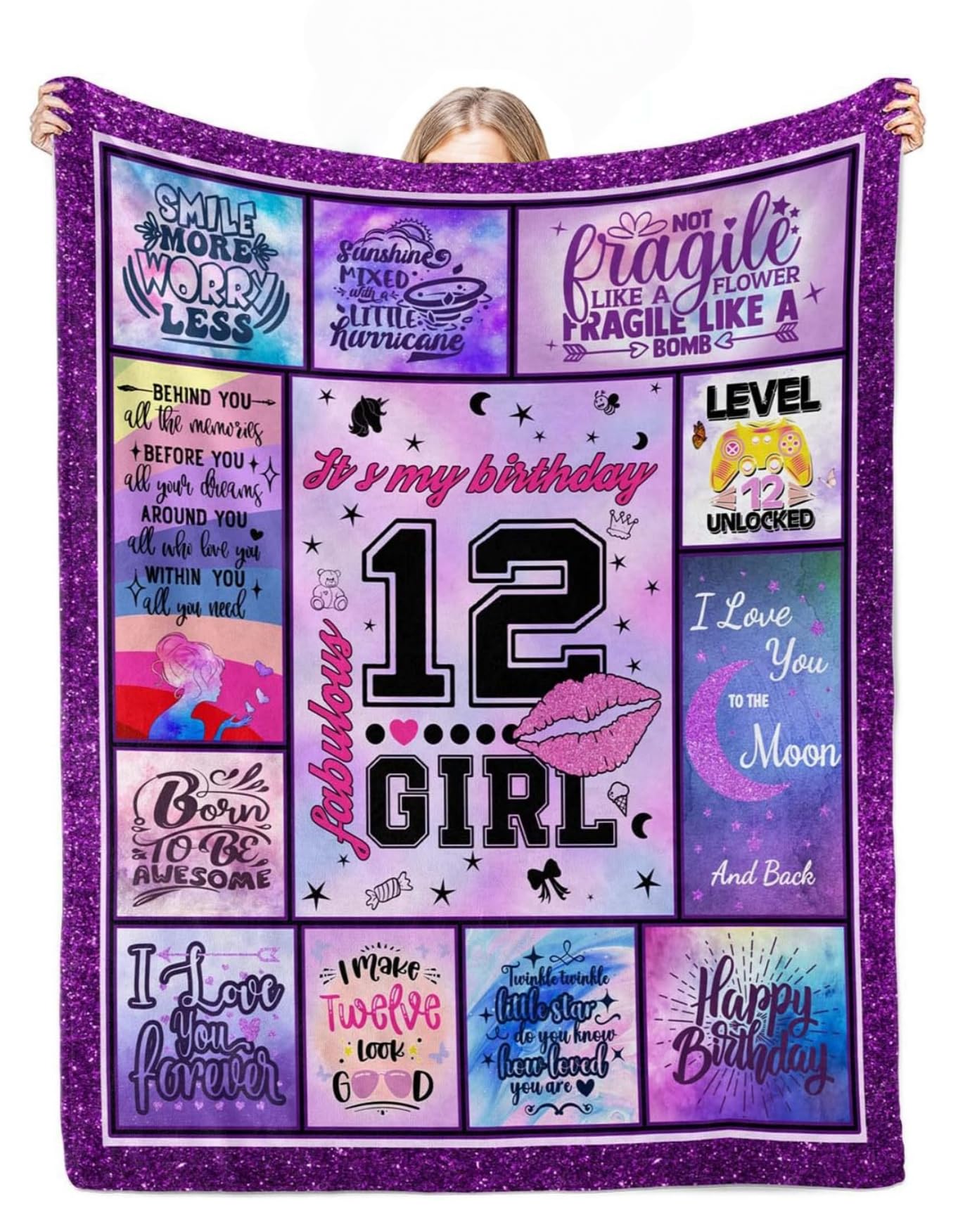Couverture cadeau fille 12 ans plaid affectueux pour petite-fille chérie 130x180