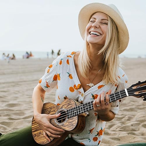 Miniatura 5 de Caramelo 26 pulgadas CT905 All Butterfly Bocote - Ukelele eléctrico tenor de madera, kit de ukelele profesional para principiantes, paquete de