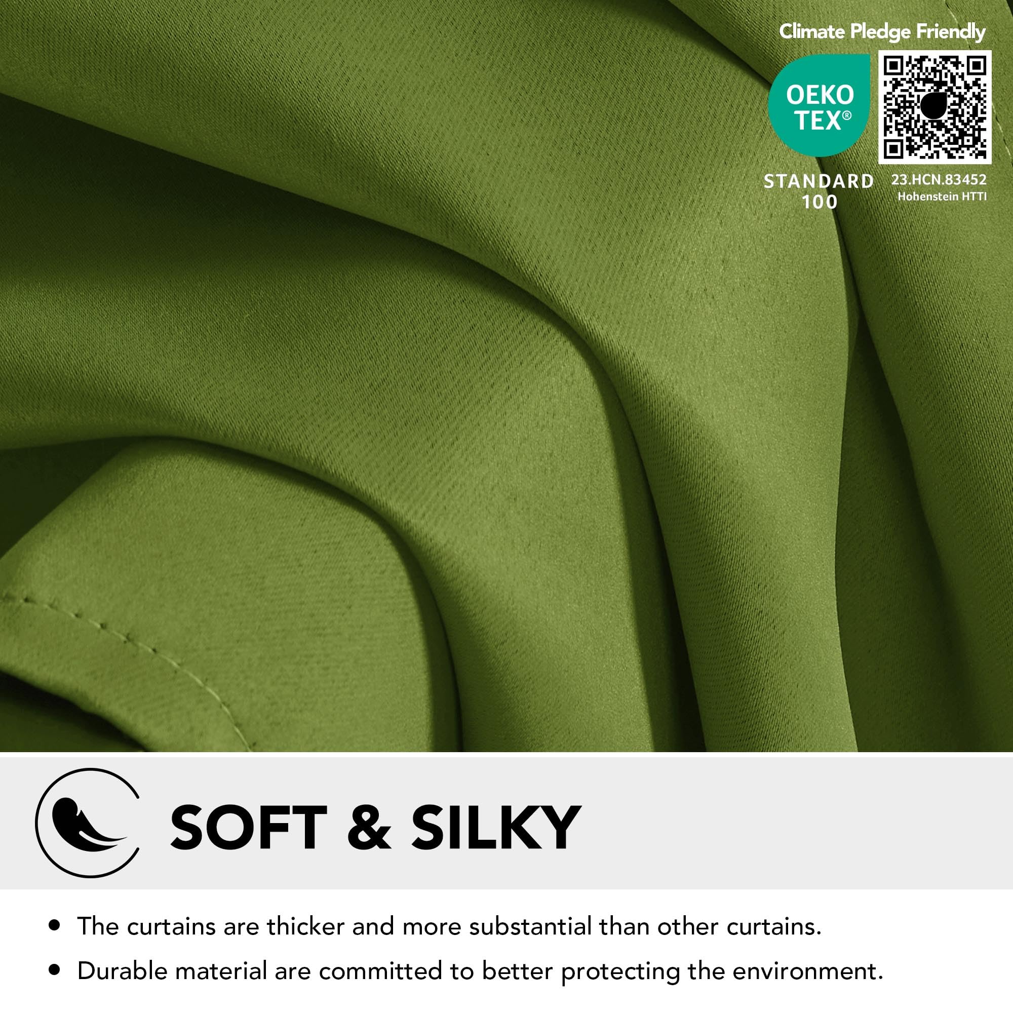 Deconovo Tende Oscuranti per Interni 2 Pezzi 290 CM Altezza, Termiche Isolanti, Anti-Rumore, con Anelli, Ideali per Camera da Letto e Soggiorno, 140x290 CM, Verde