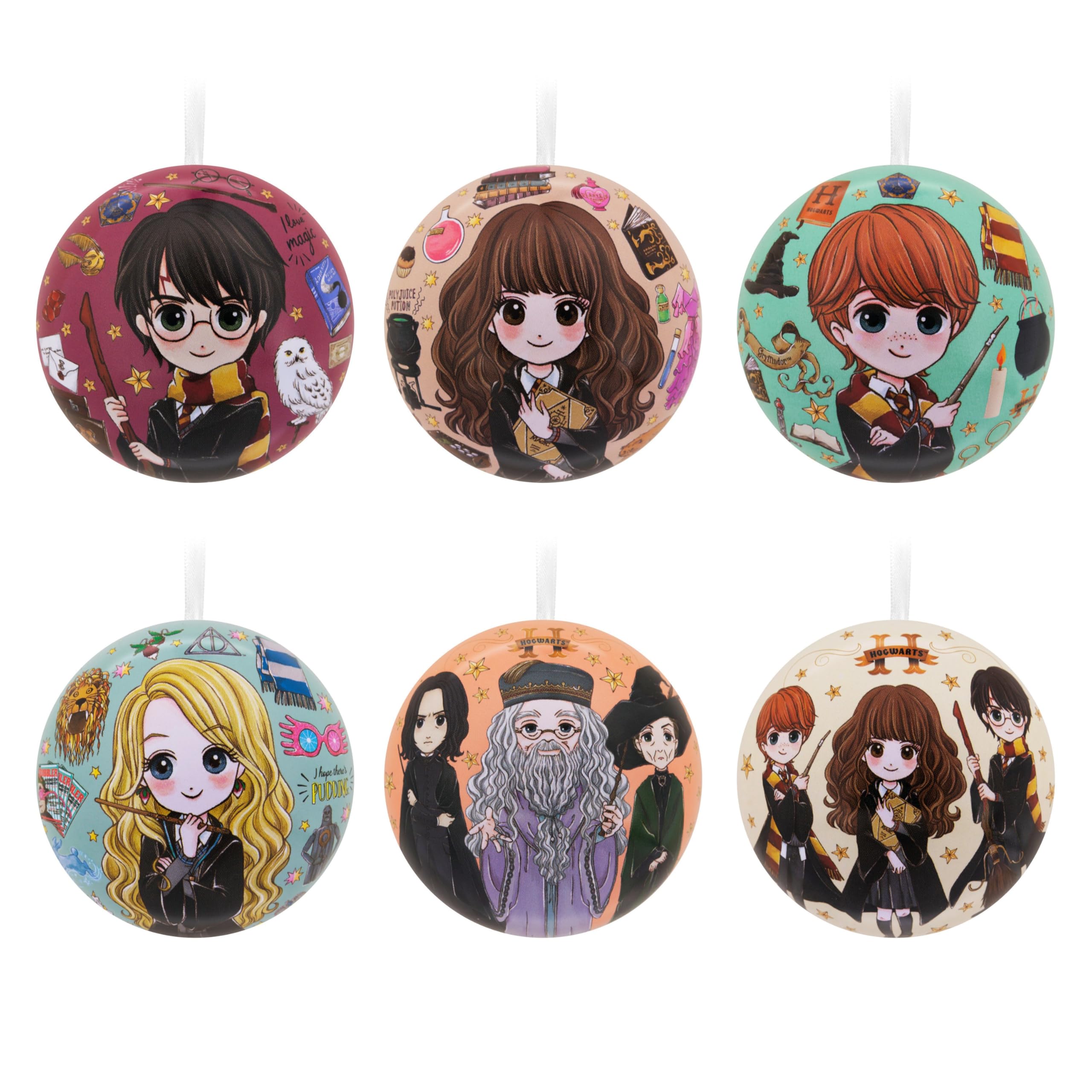 Hallmark Harry Potter Christmas Tree Decorations, 12 Pack XMAS Ornaments, Tin Baubles