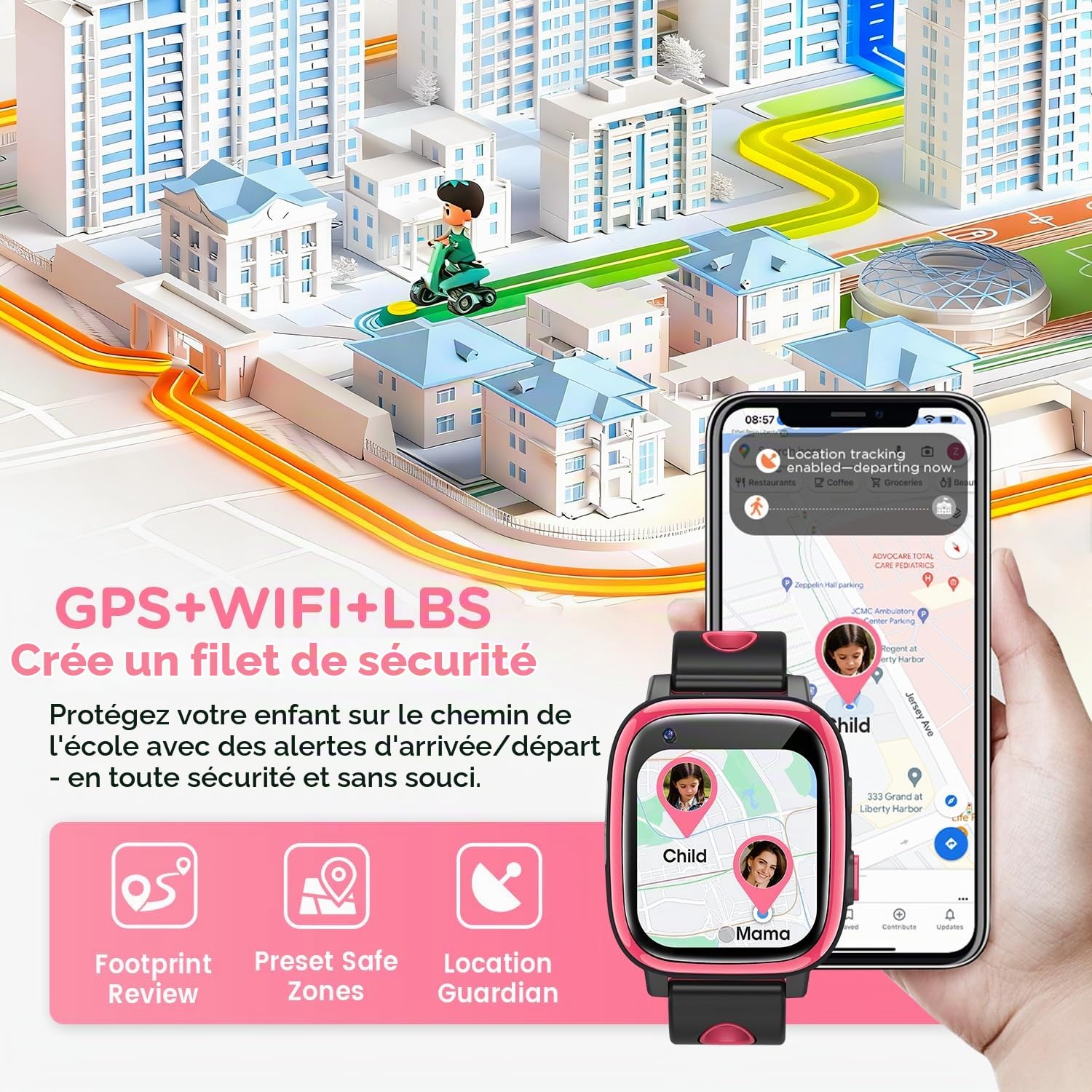 2026 Nouvelle 4G Montre Connectée Enfant avec Appel Vidéo & GPS, SOS, Chat Vocal, IP68 Étanche, Mode École, Podomètre, Réveil, Flashcard, Cadeau pour Garçons et Filles de 4 à 15 Ans – Rouge