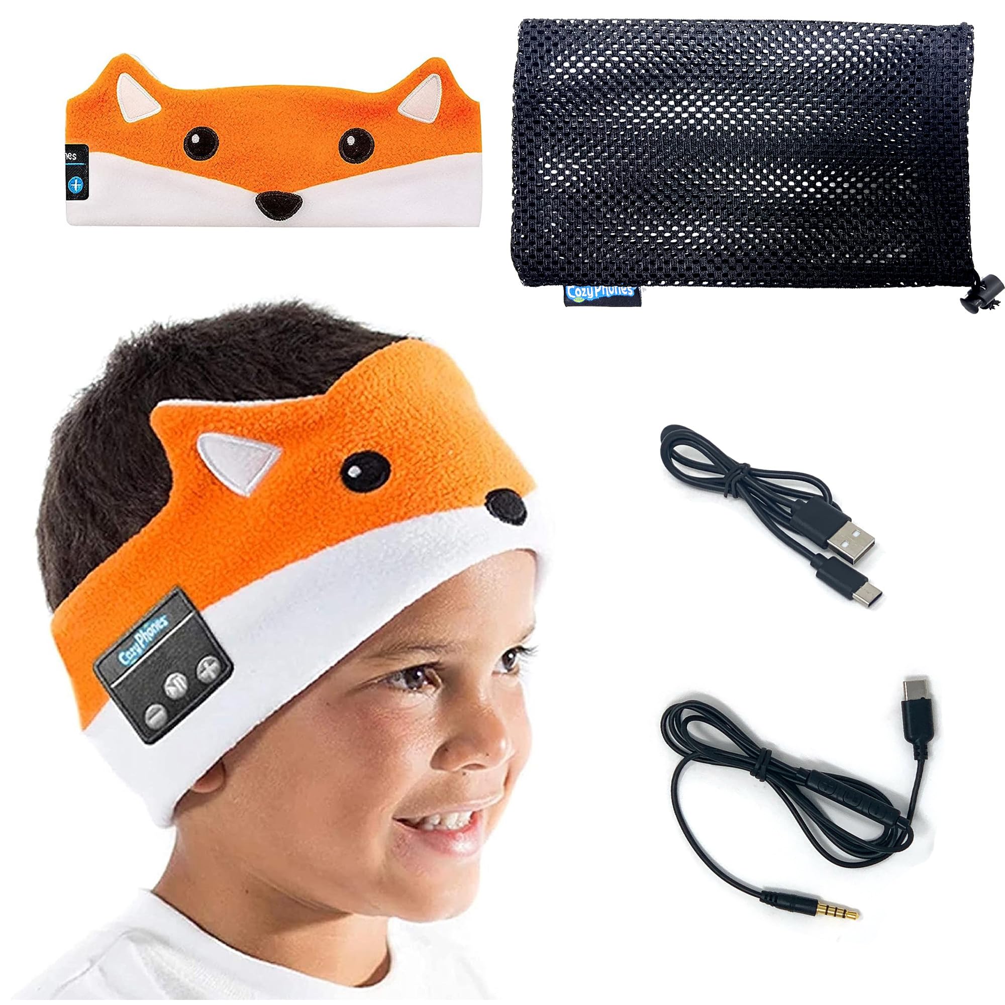 Sensory Headphones for Kids - Autism Sensory Toys, Wireless & Wired Toddler Earphones with Volume Protection, Ideal for Kids with Sensory Issues, Toddlers 3-4, Kids 5-7 - Fox