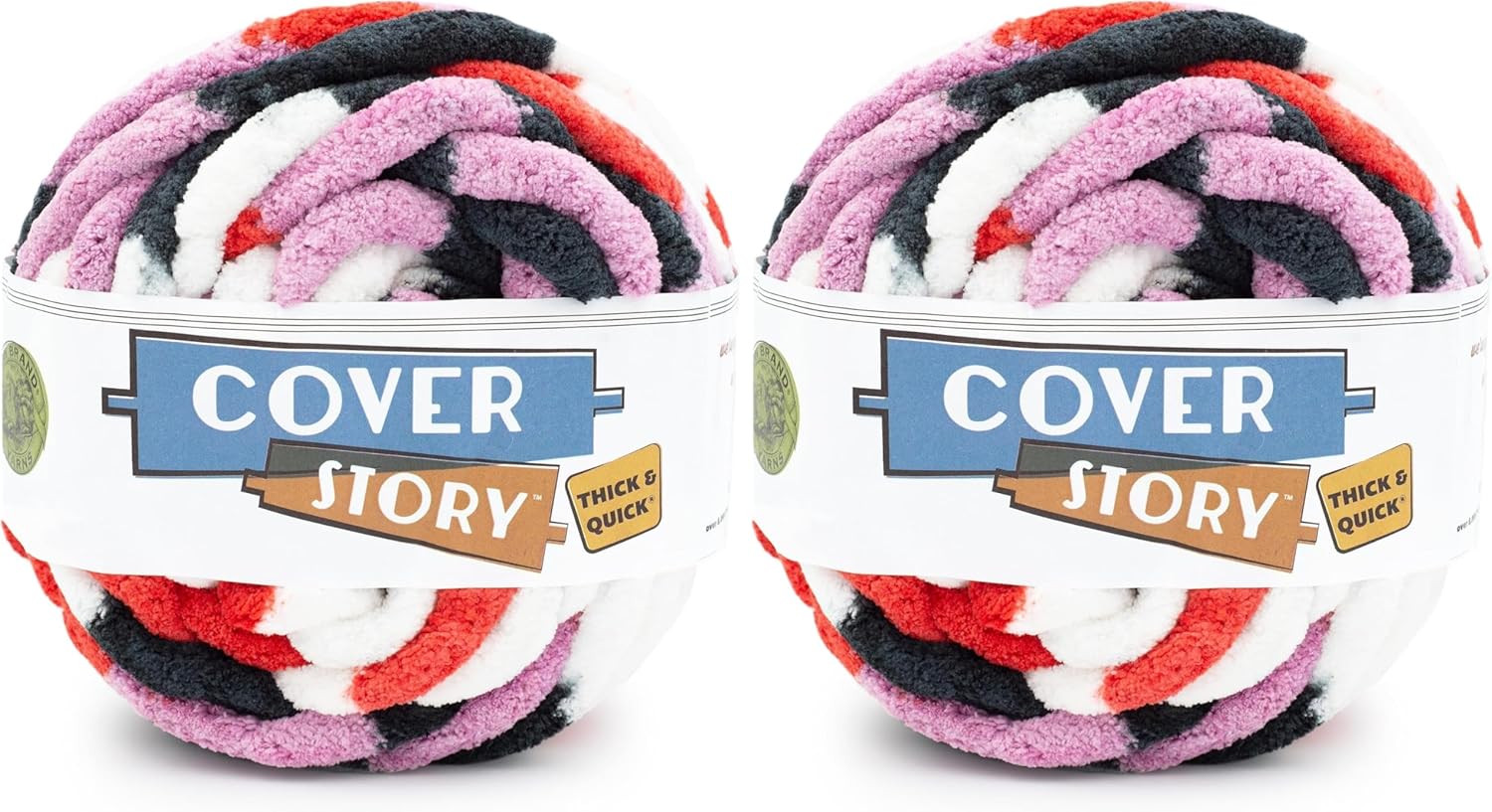 Lion Brand Yarn, Cover Story Thick & Quick, Blanket Yarn, Sunset, 2 Pack
