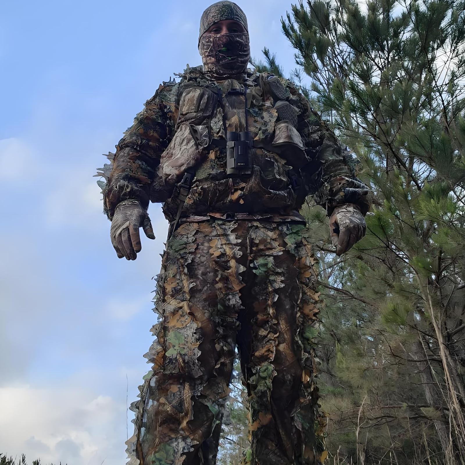 PELLOR Ghillie Suit, Tuta Mimetica a Foglia 3D,Tute Gillies per Uomini/Donne Adulti,Tuta a Foglia per Caccia Fotografia di Caccia All'aperto