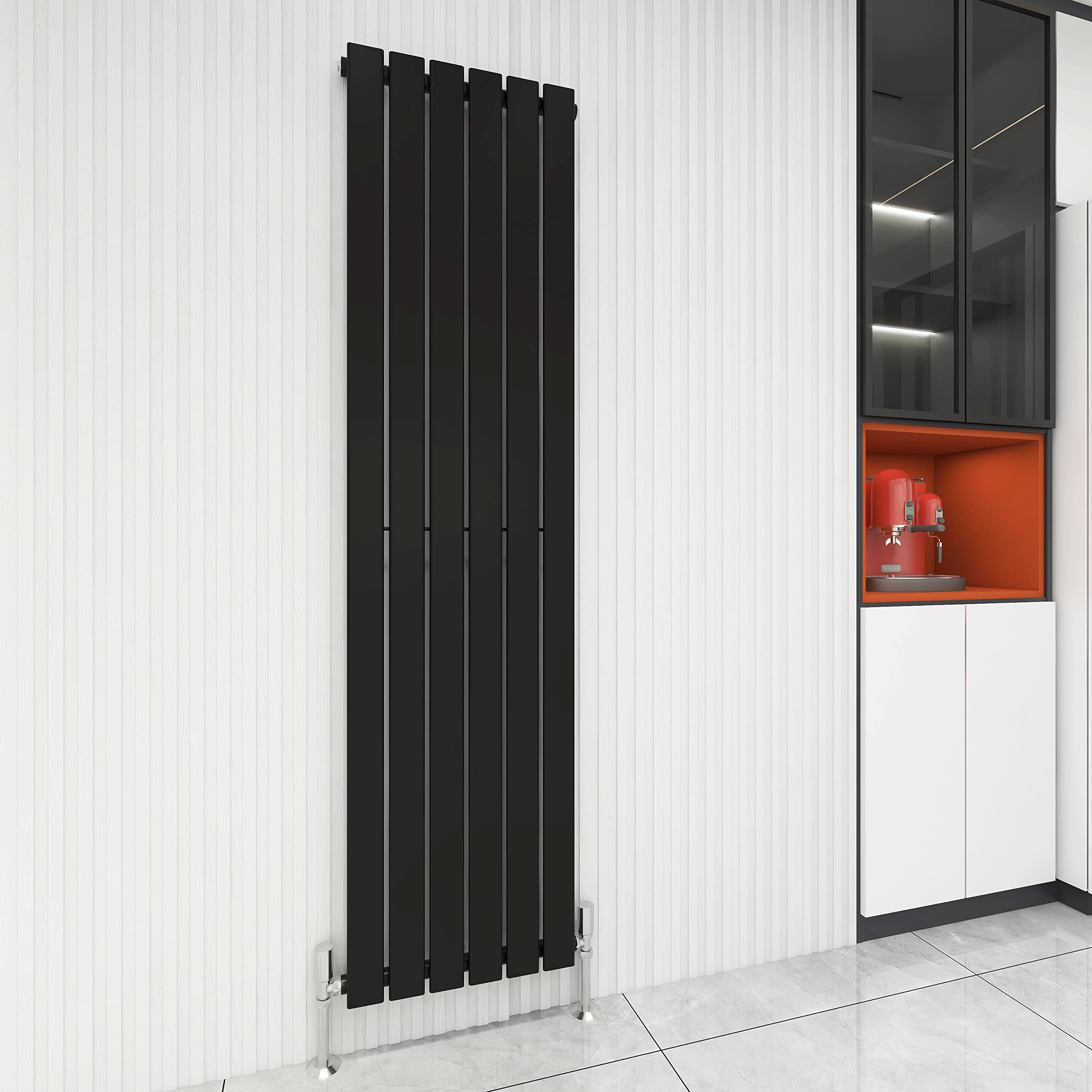Mcc Direct Black Radiator Horizontal Vertical Designer Flat Panel Central Heating Radiator 1800Mm Height (1800X408mm Single, )