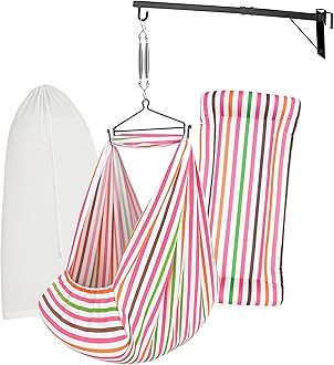 Baby Set | Pure Cotton Cloth, Removal Pad, Mosquito Net, Spring, Triangle and Window Hanger | FS- (Pink, Line Design)