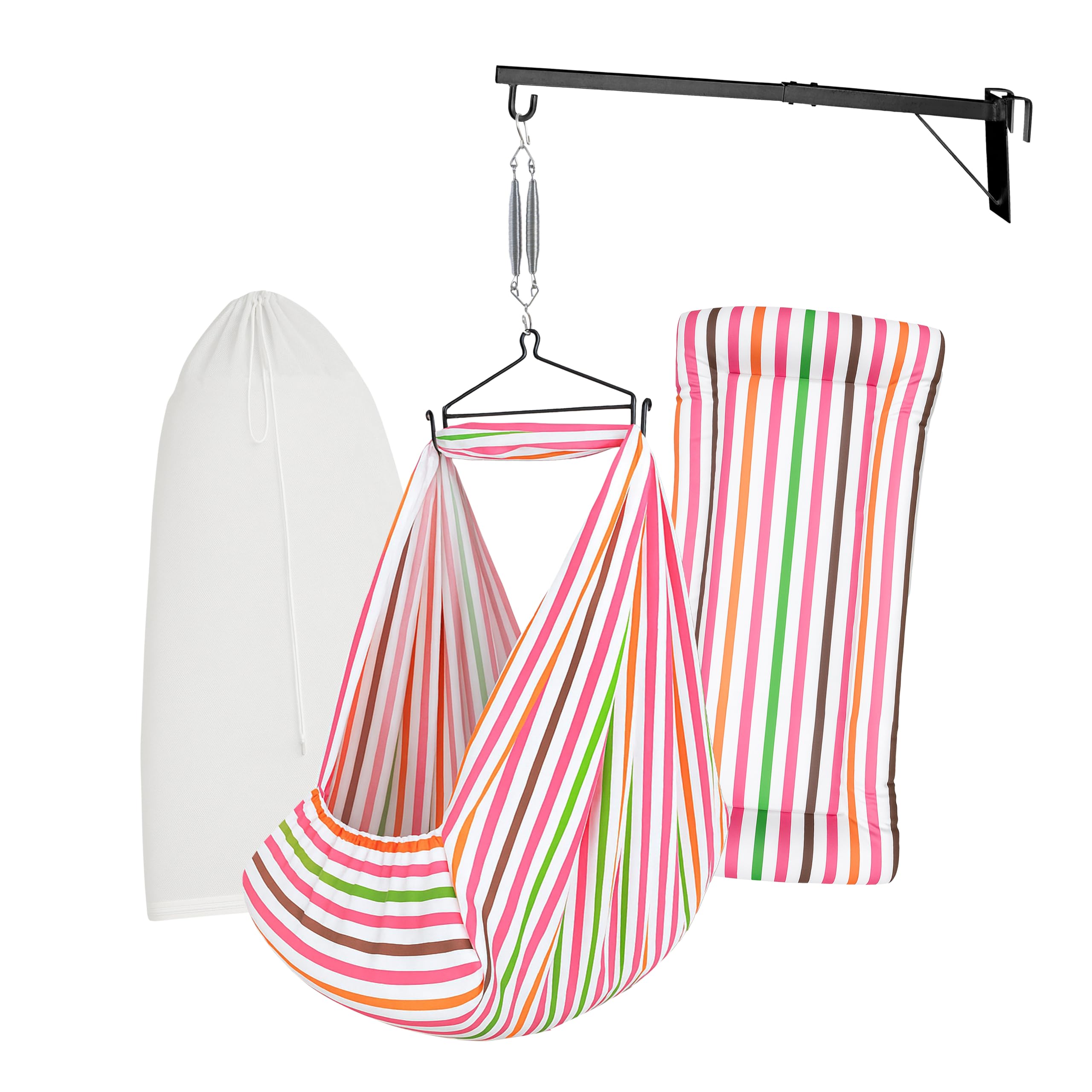 Baby Set | Pure Cotton Cloth, Removable Pad, Mosquito Net, Spring, and Triangle Hanger, Window Hanger | FS-Line Pink