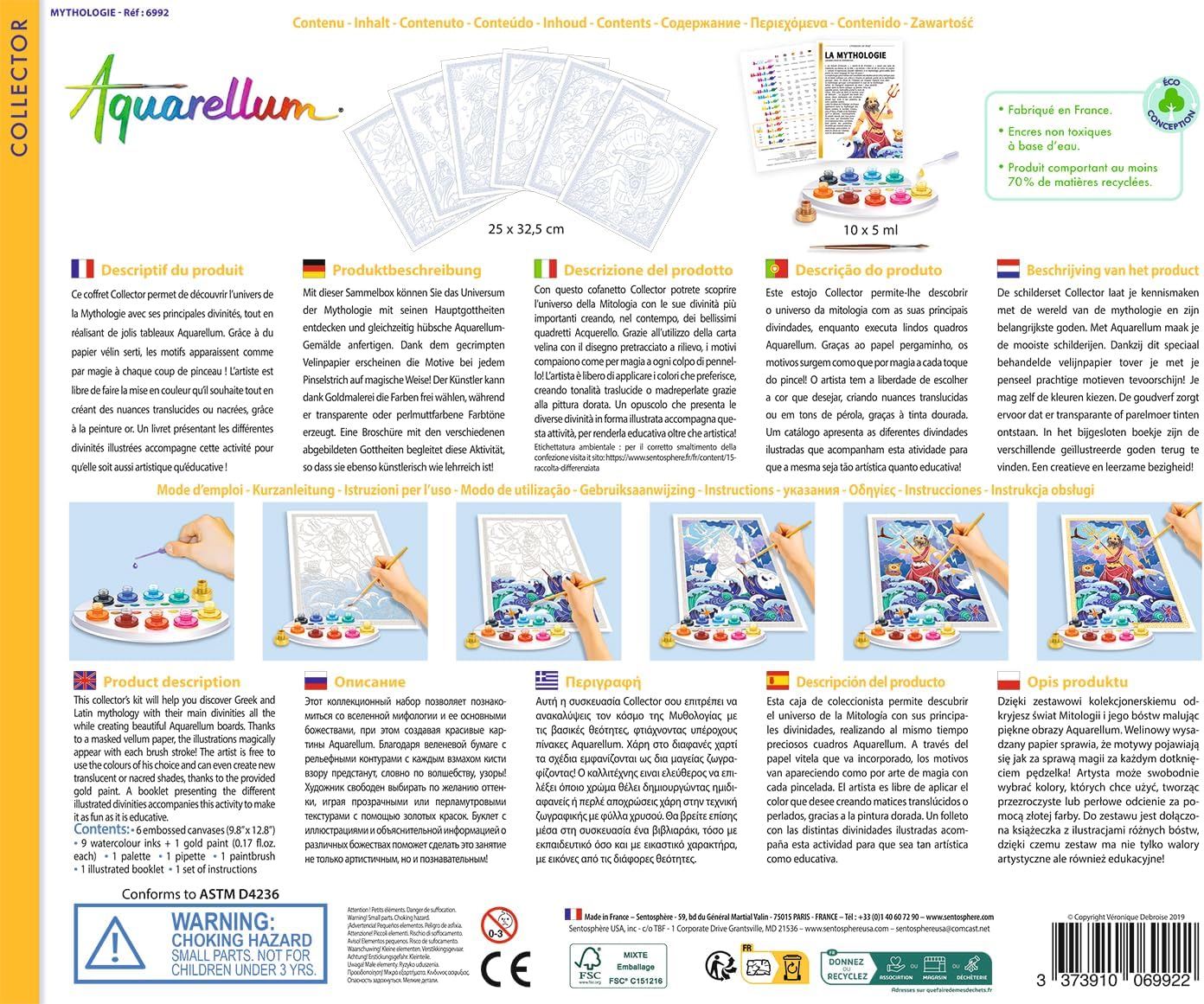 Sentosphère - Aquarellum Collector – Mythology – Paint Kit – Magic Watercolour Paint – From 7 years – Made in France